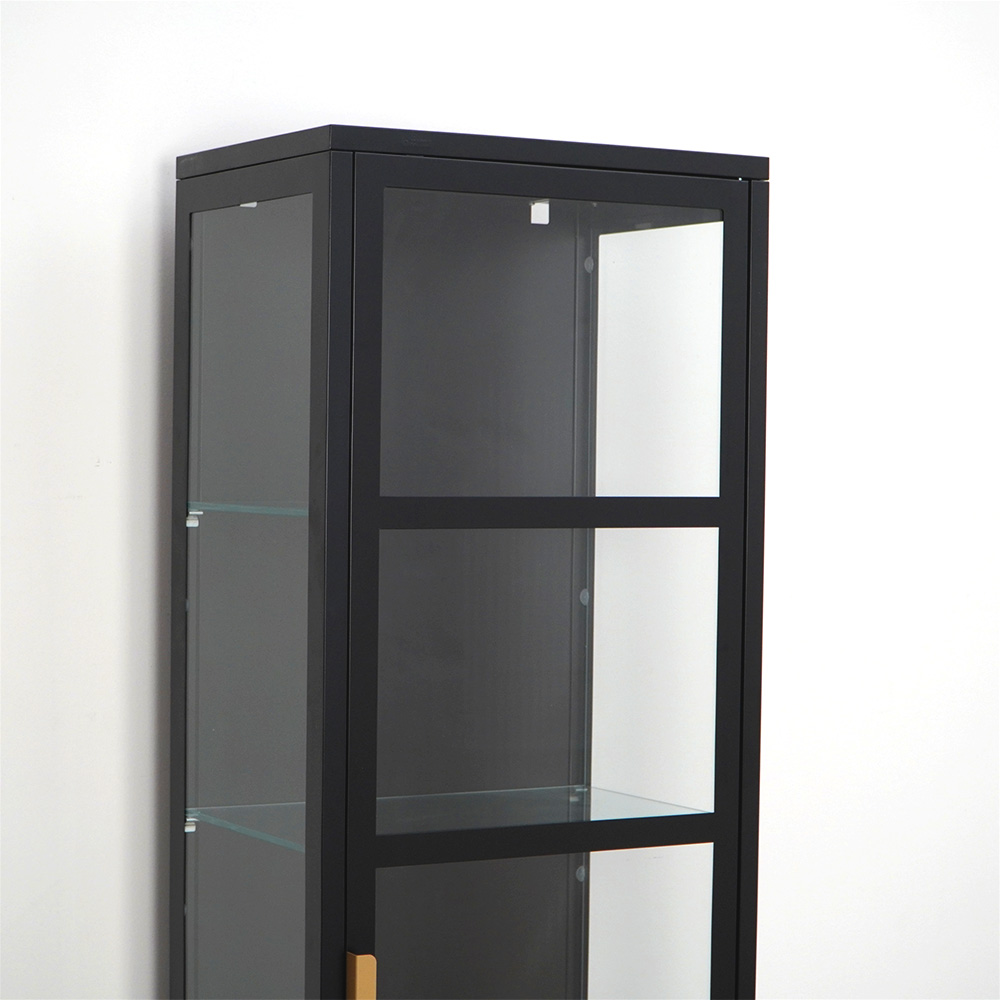 Black narrow tall display cabinet