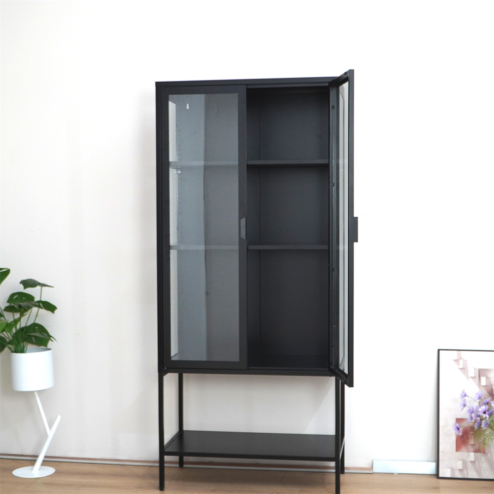 Black tall steel cabinet