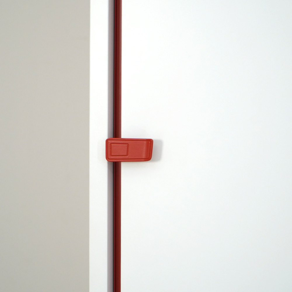 White & Red/Pink Narrow Tall Cabinet