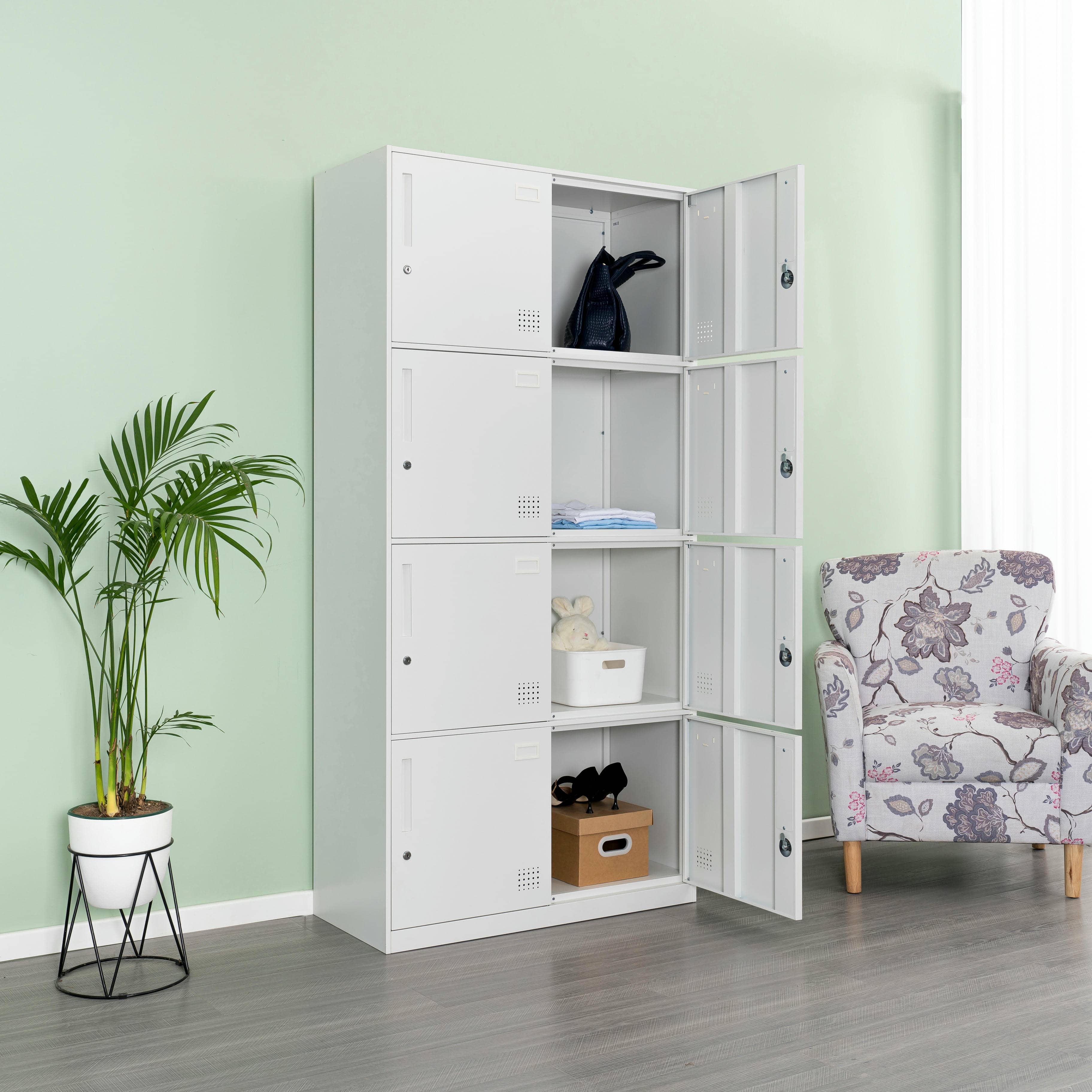 8-Door All-White Steel Locker Cabinet