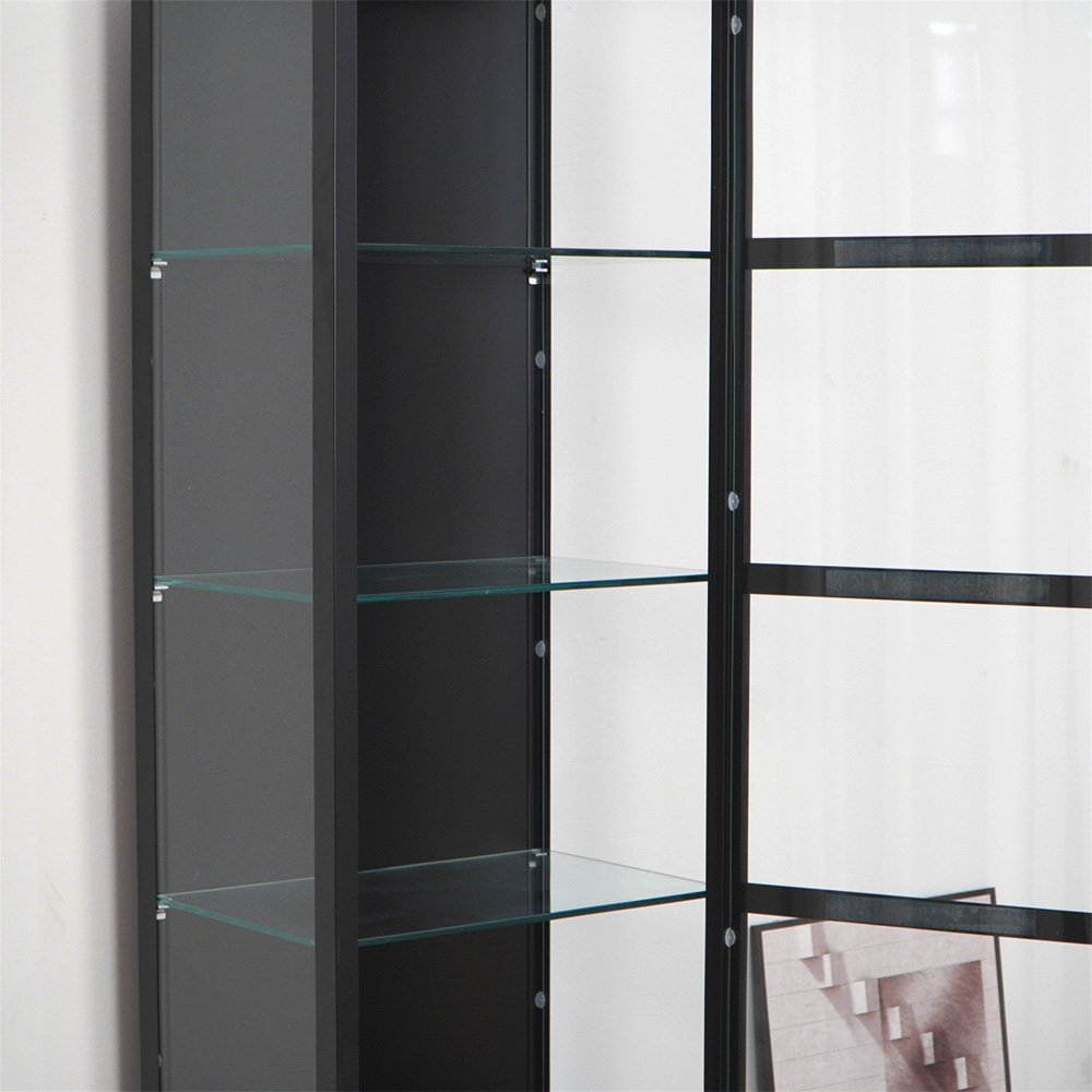 Black narrow tall display cabinet