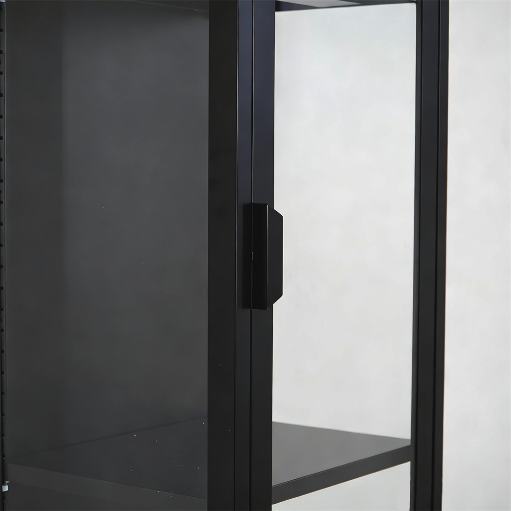 Slim black tall glass cabinet