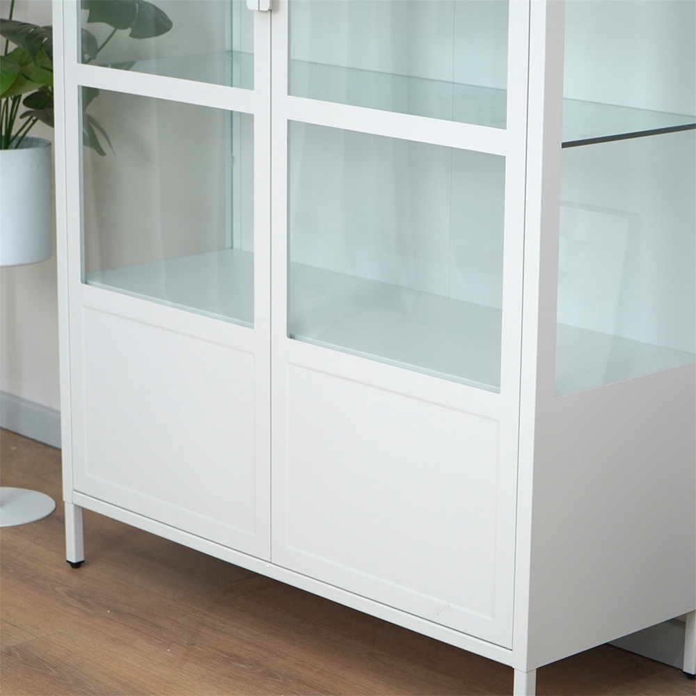 White Tall Glass Display Cabinet