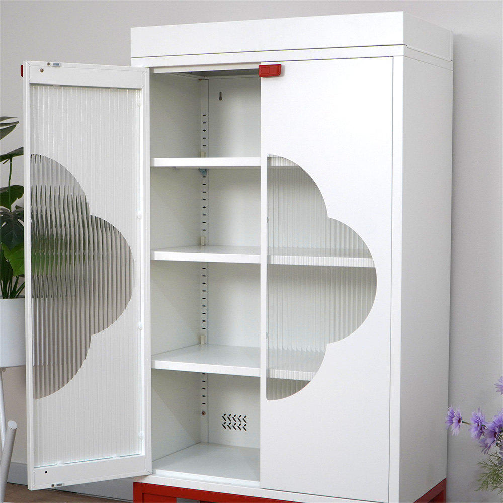 Chinese Style Clover Glass Storage Cabinet