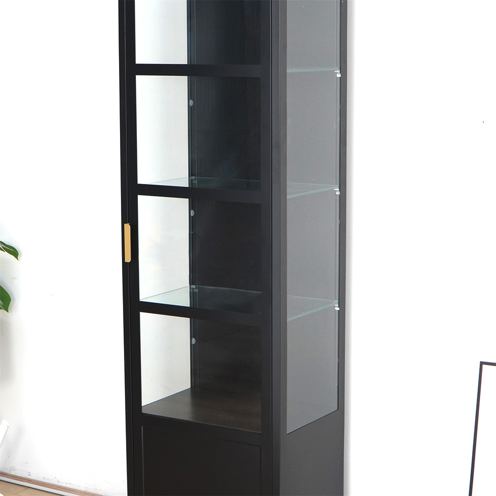 Black narrow tall display cabinet