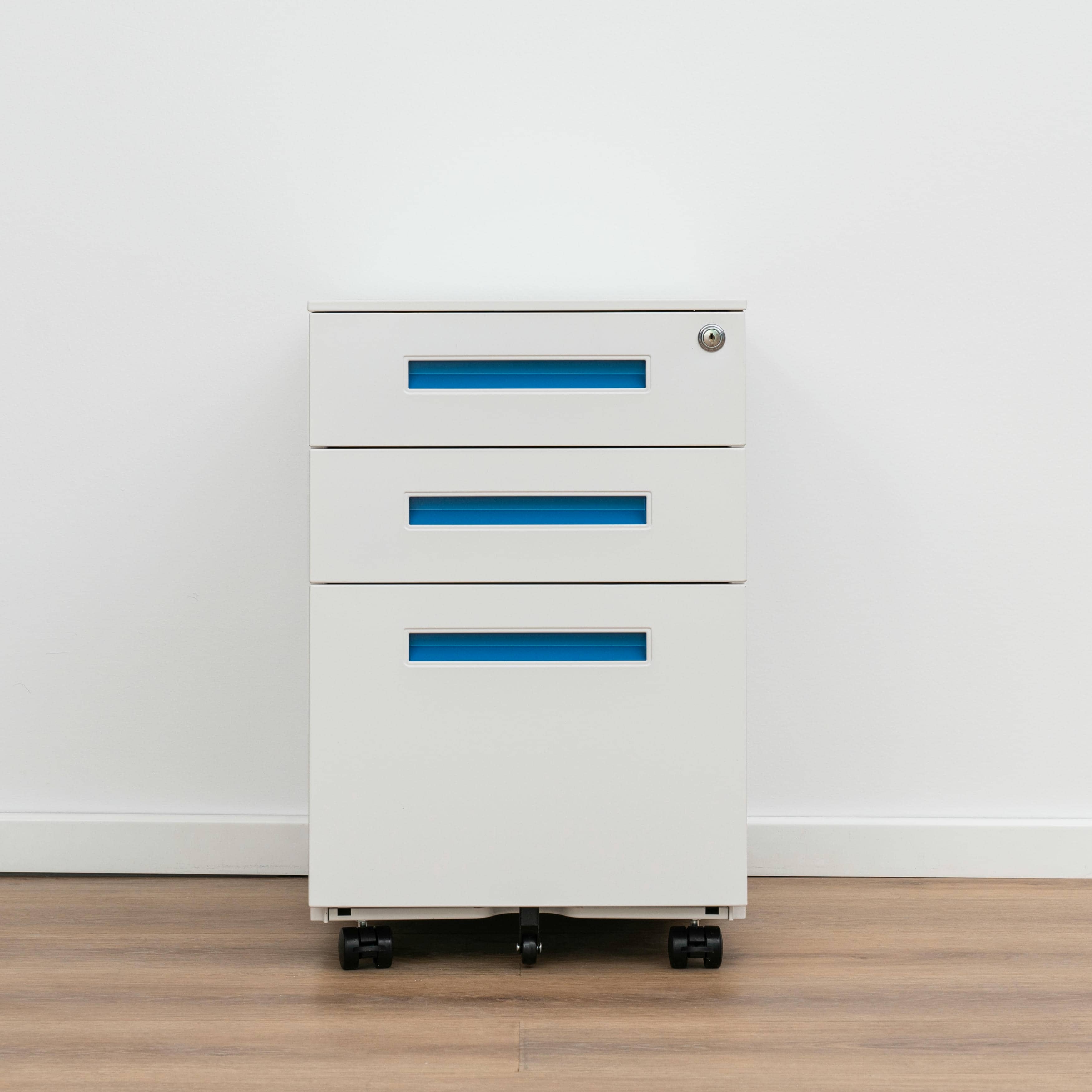 3-drawer mobile steel file cabinet