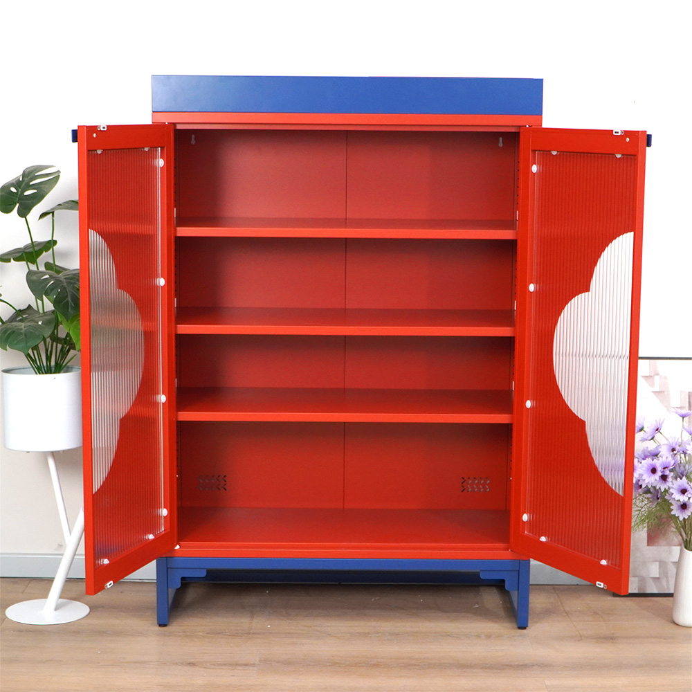 Chinese Style Clover Glass Storage Cabinet