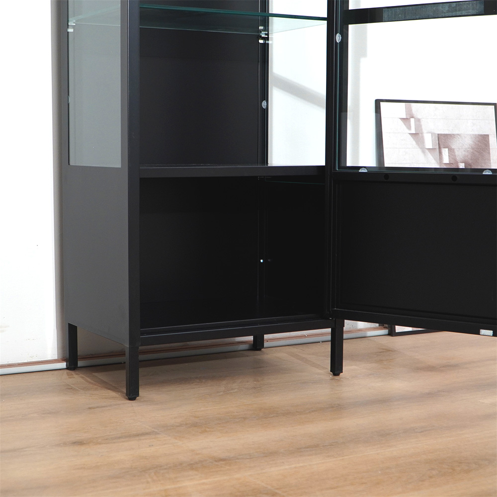 Black narrow tall display cabinet