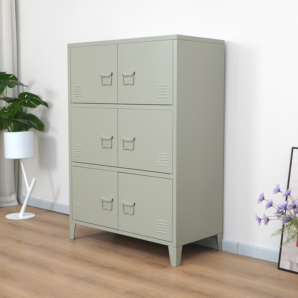 Ight sage green 6-door steel storage cabinet