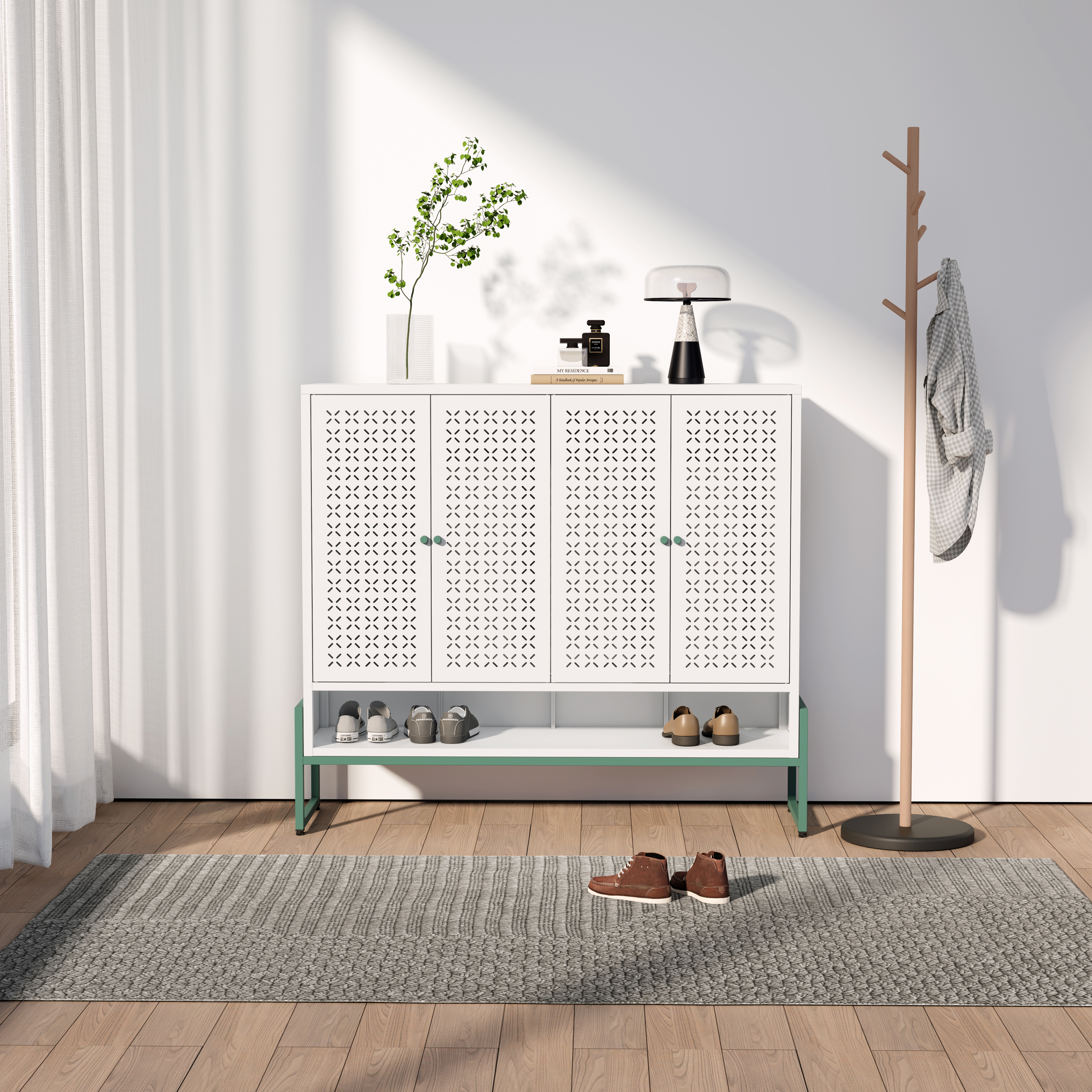 Low 4-door Steel Shoe Cabinet