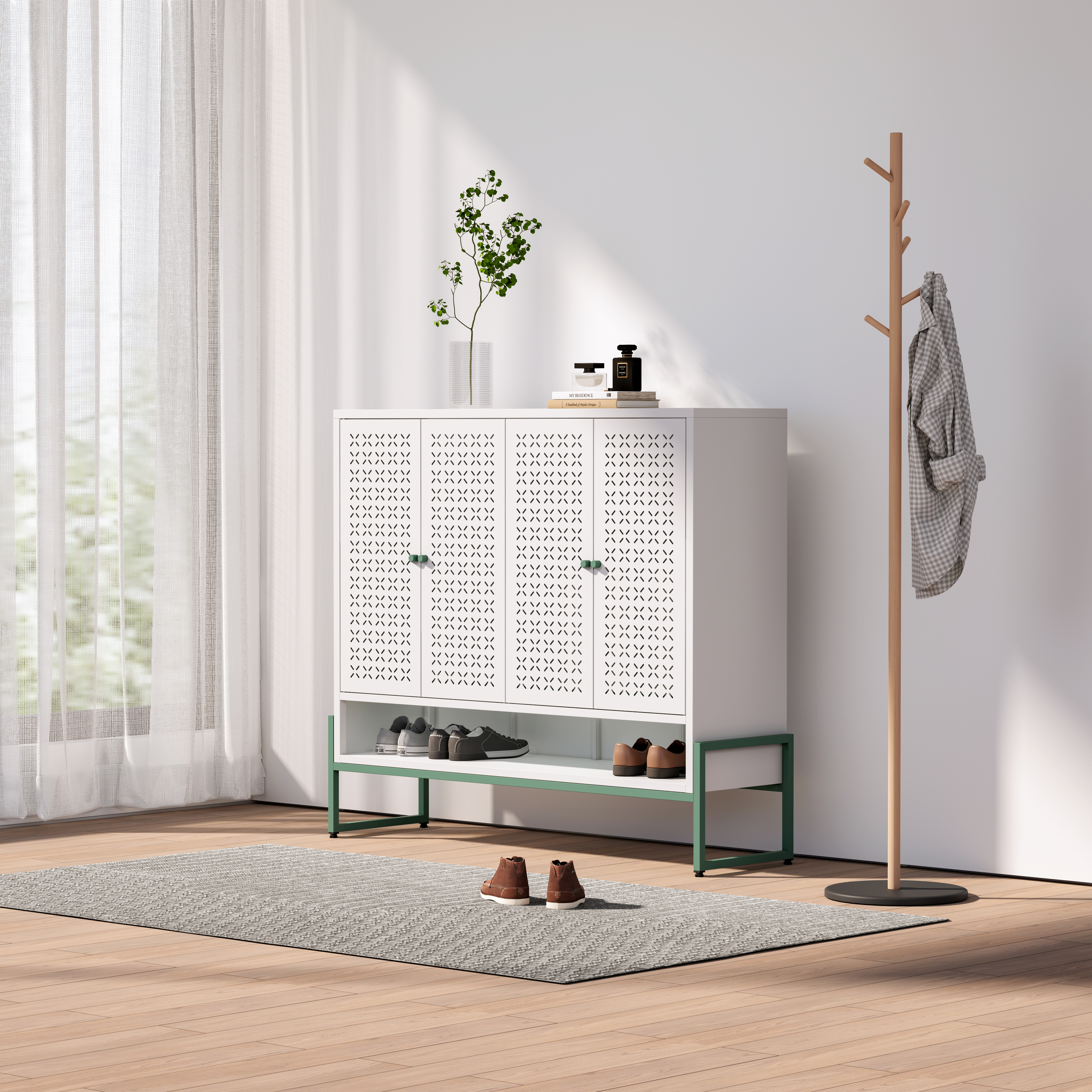 Low 4-door Steel Shoe Cabinet