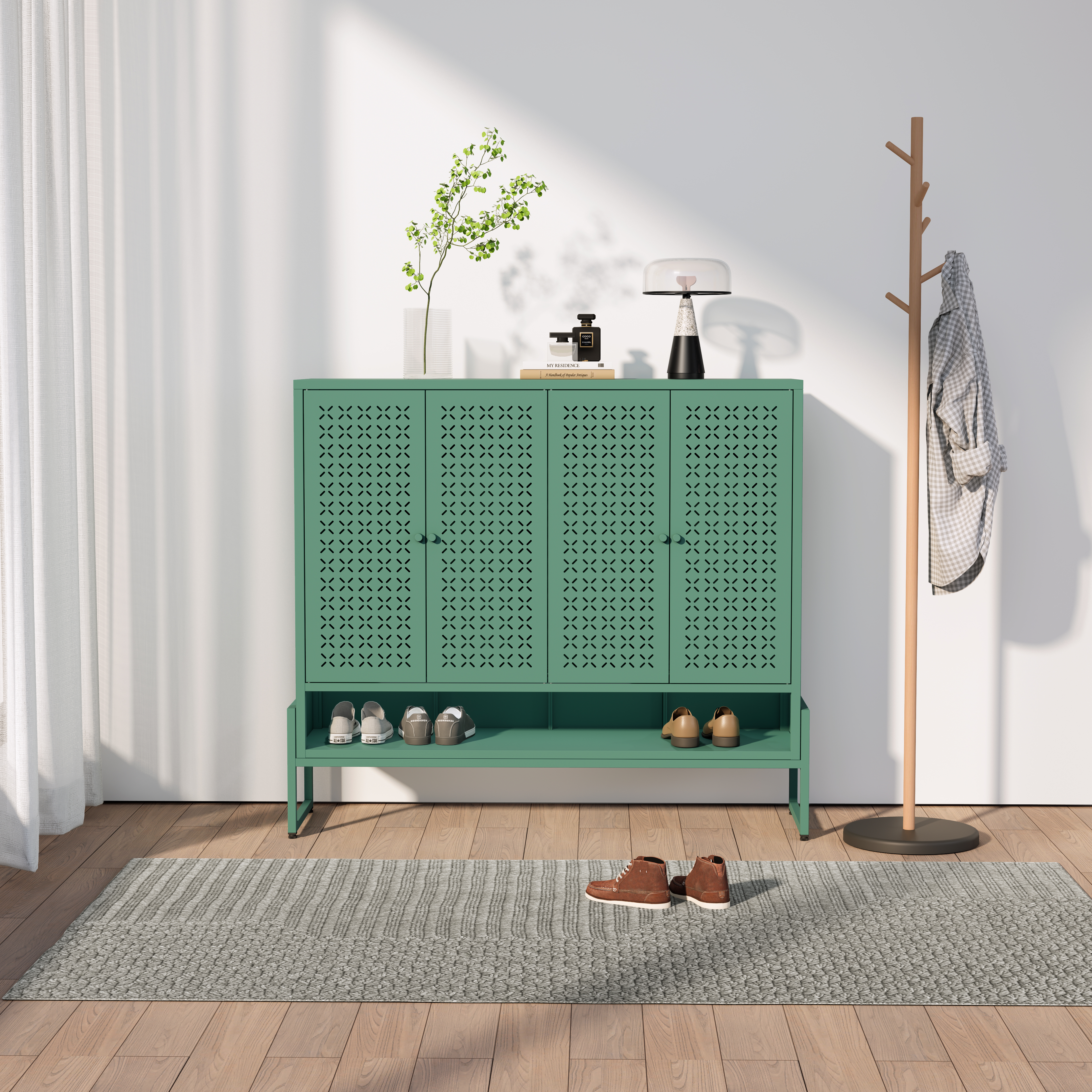 Low 4-door Steel Shoe Cabinet