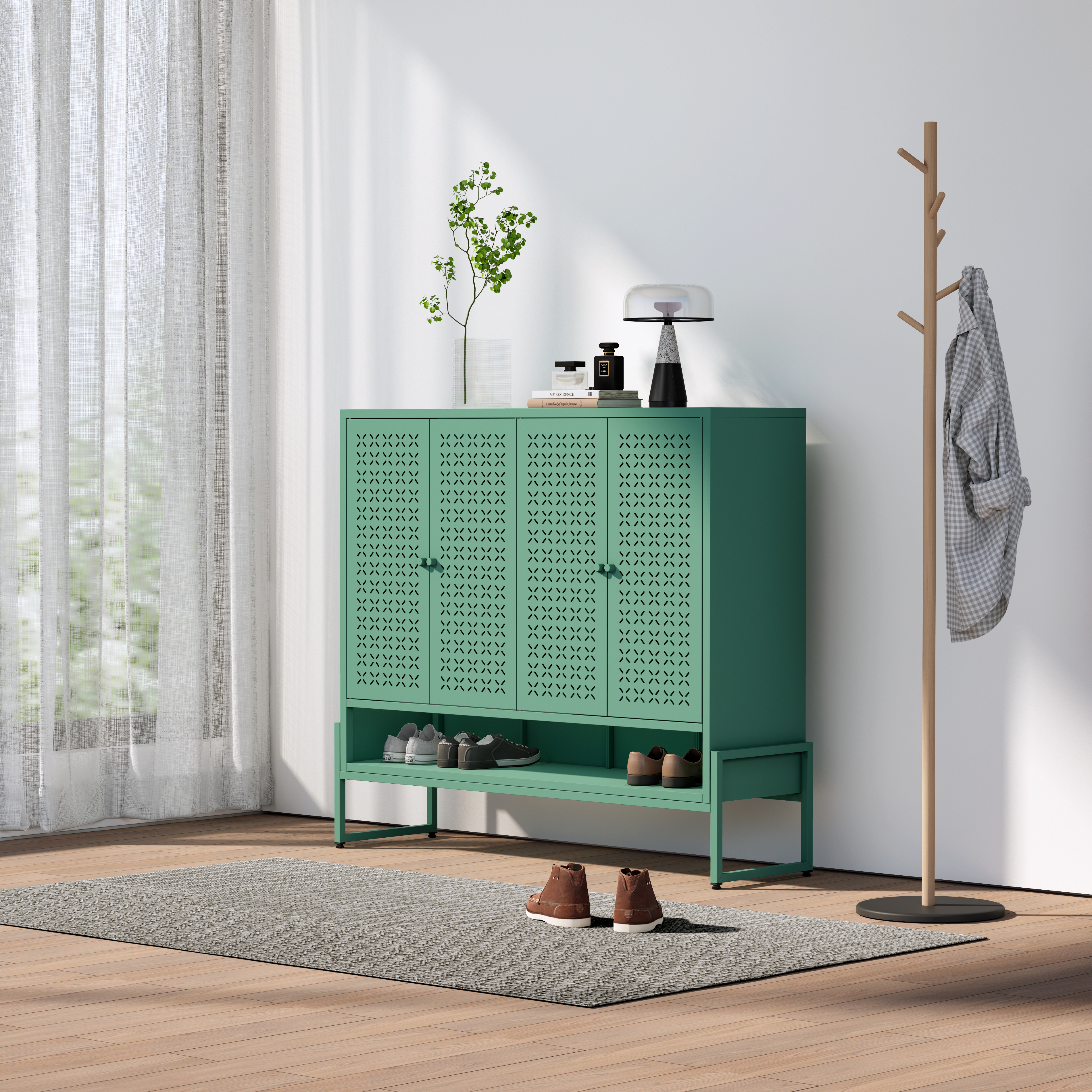 Low 4-door Steel Shoe Cabinet