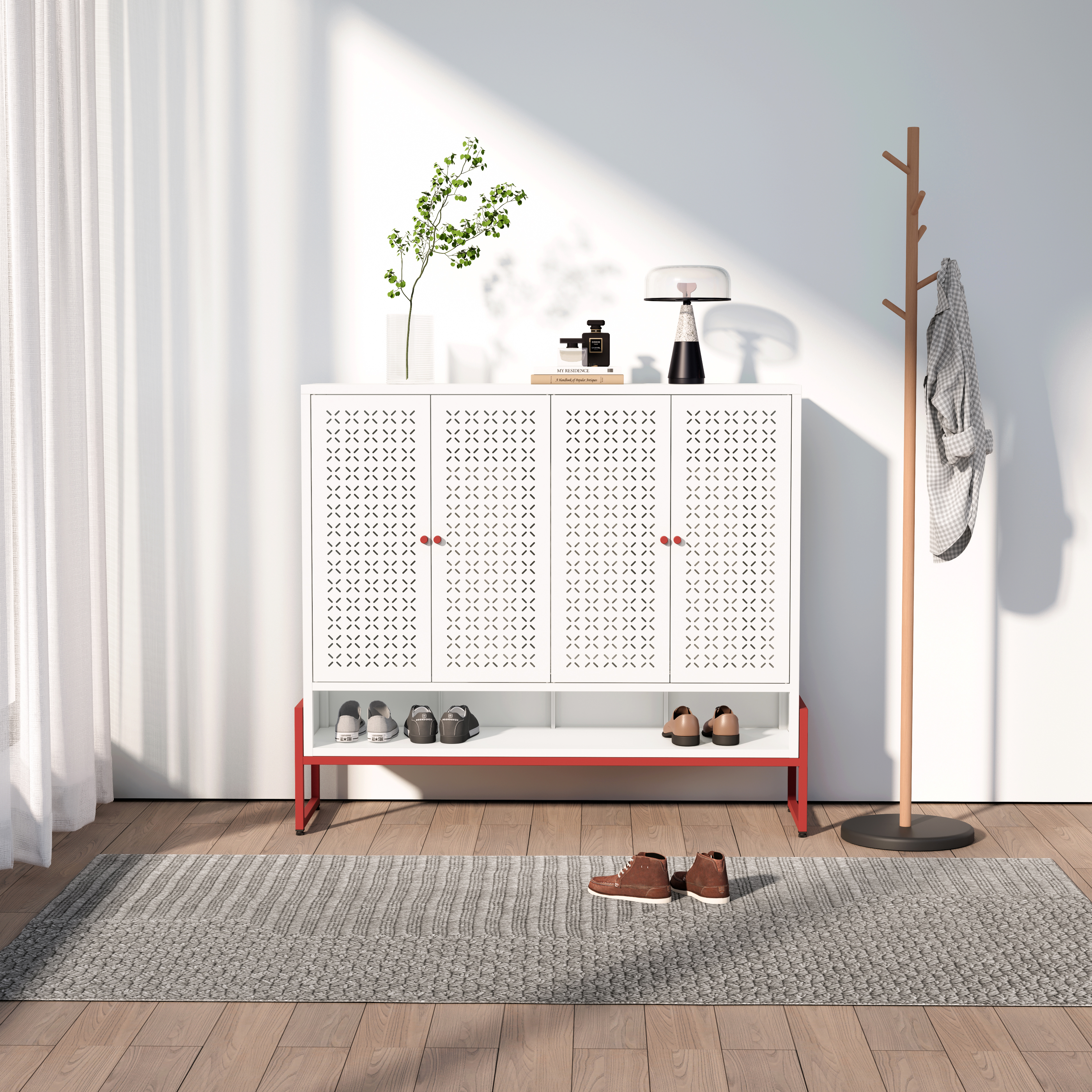Low 4-door Steel Shoe Cabinet