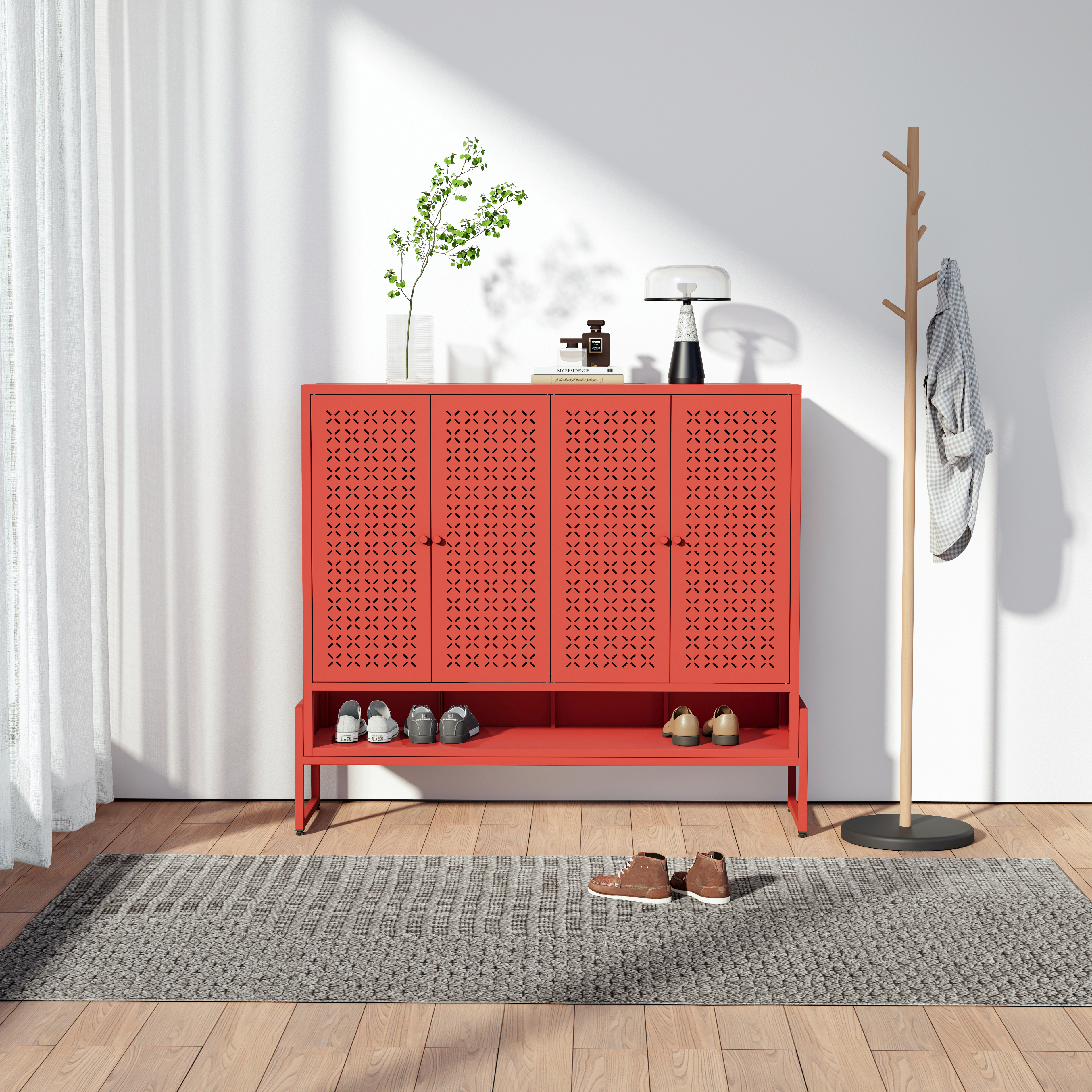 Low 4-door Steel Shoe Cabinet