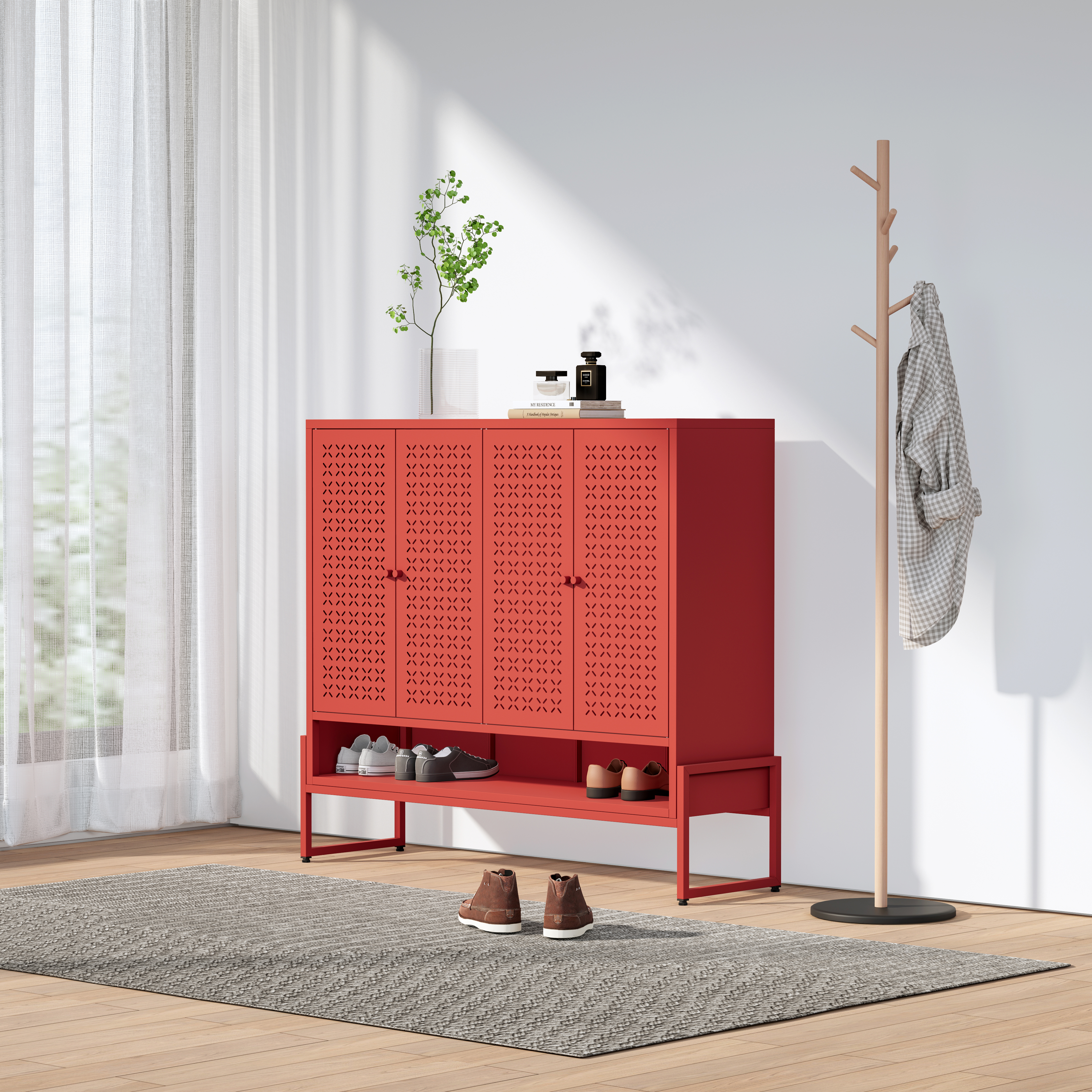 Low 4-door Steel Shoe Cabinet