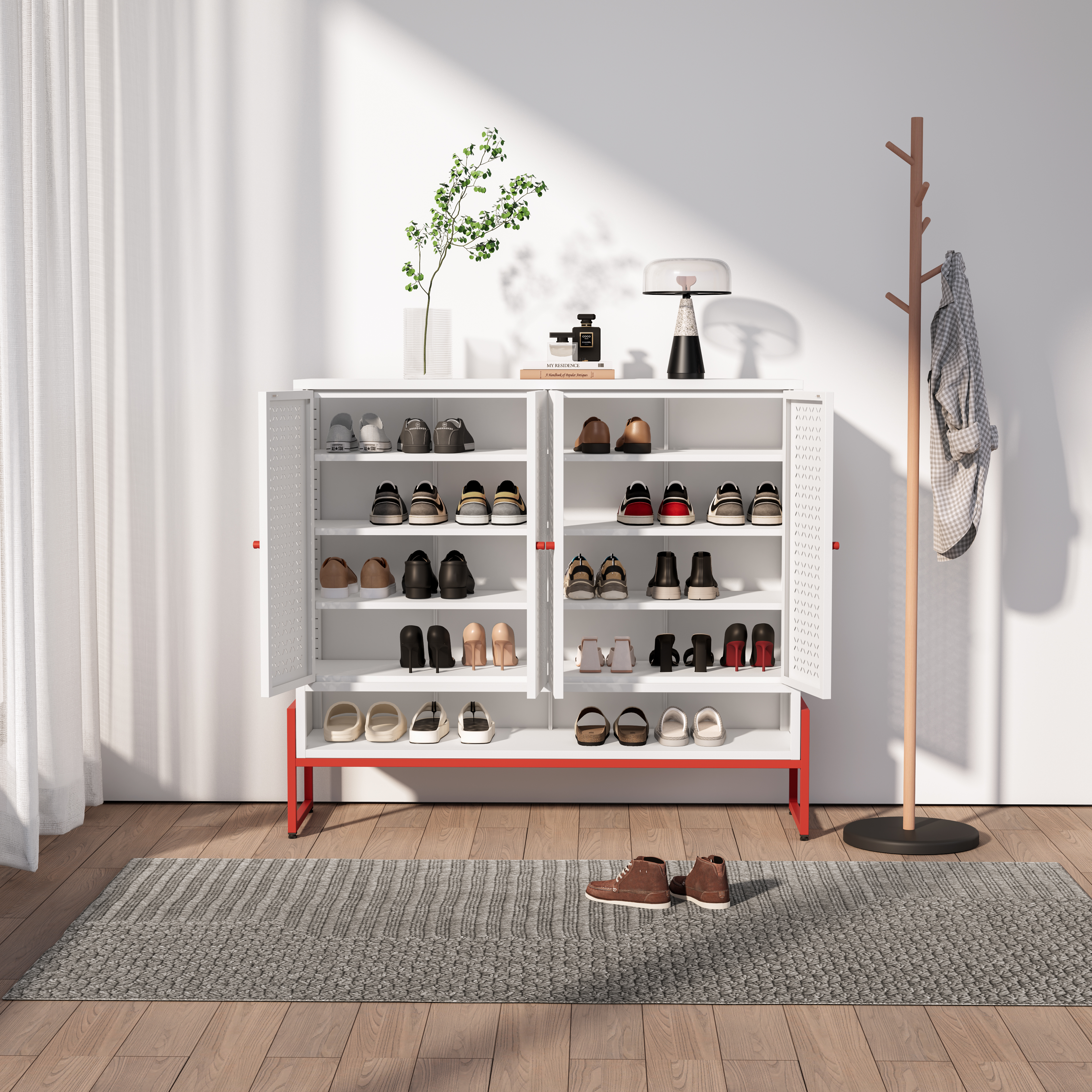 Low 4-door Steel Shoe Cabinet