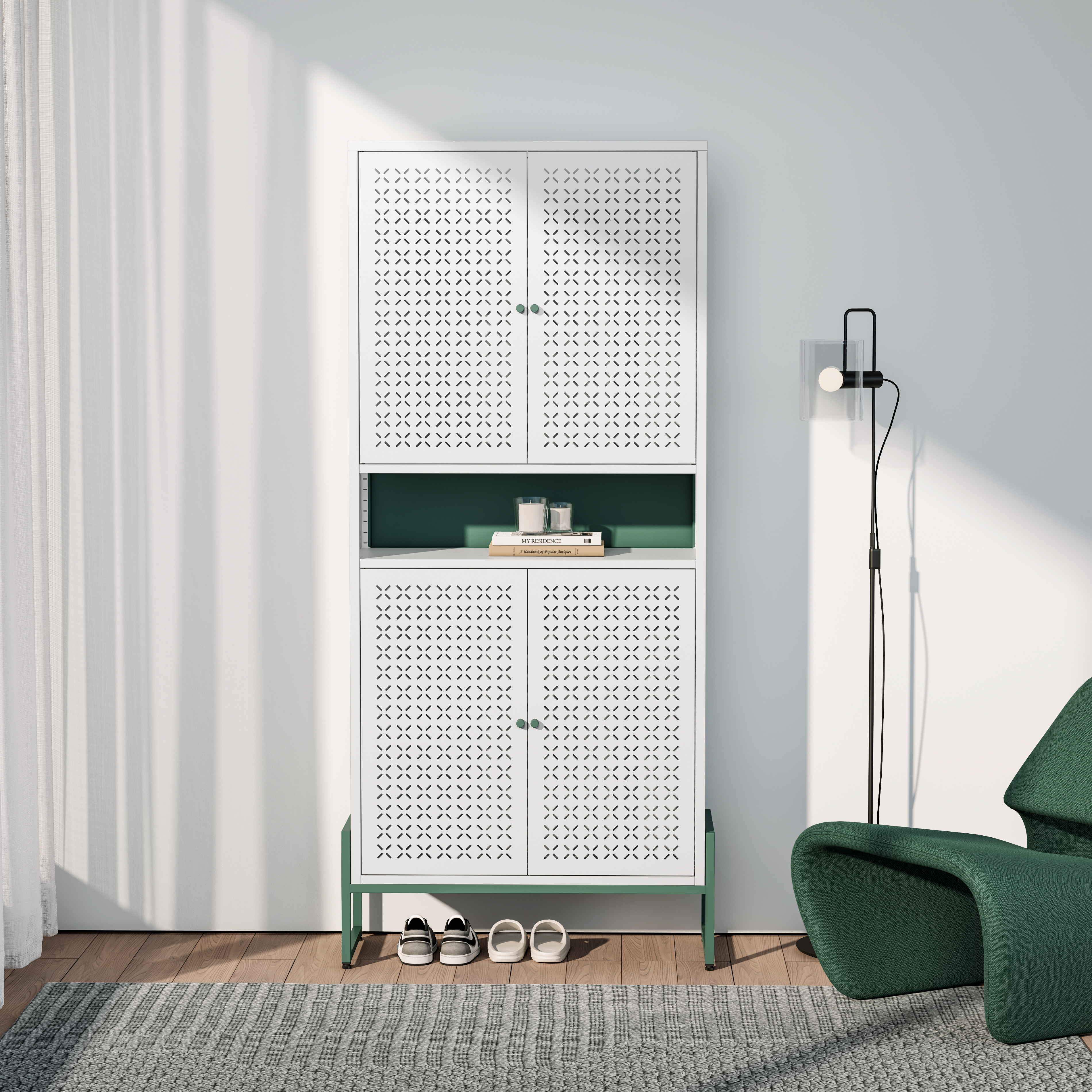 Tall 4-door Steel Shoe Cabinet