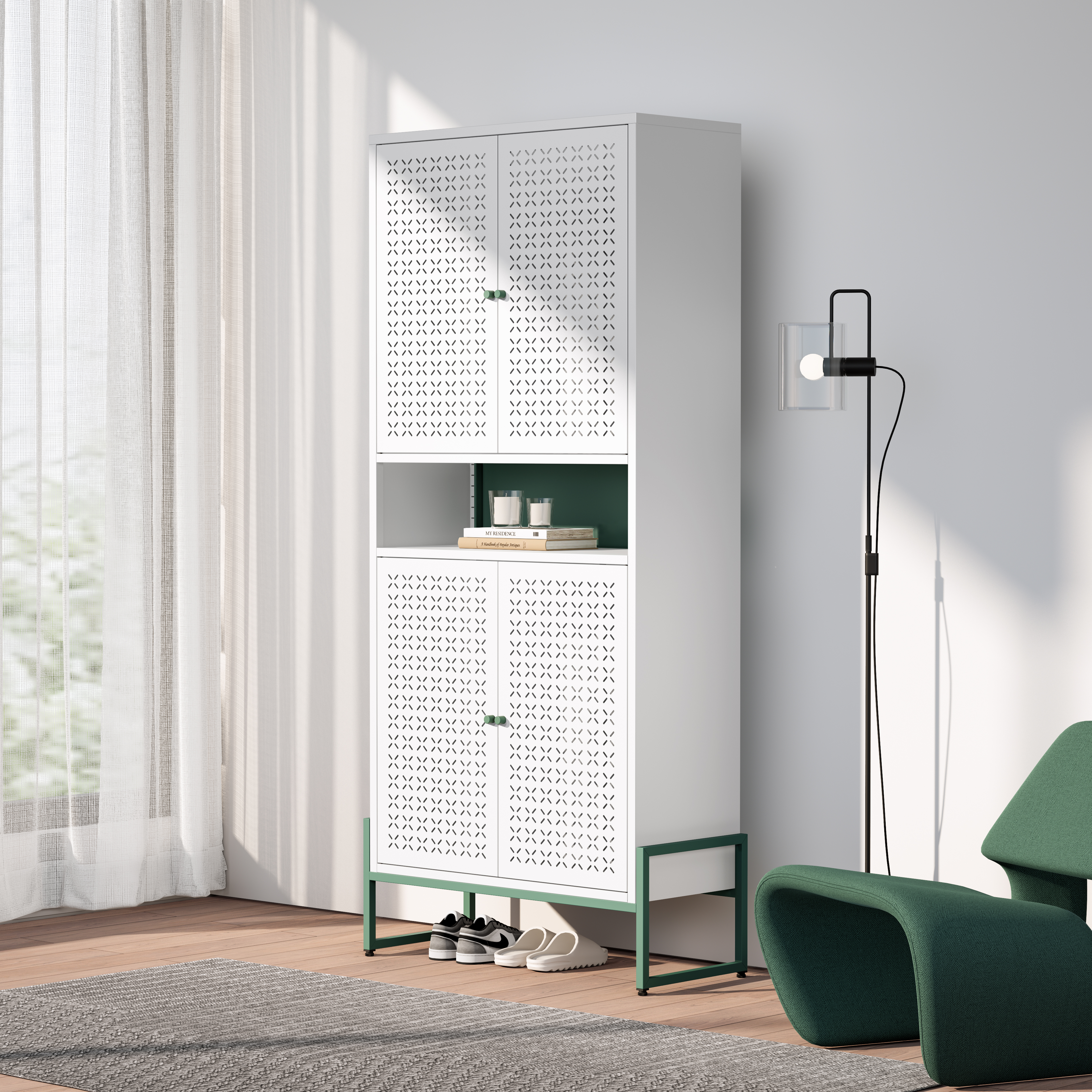 Tall 4-door Steel Shoe Cabinet