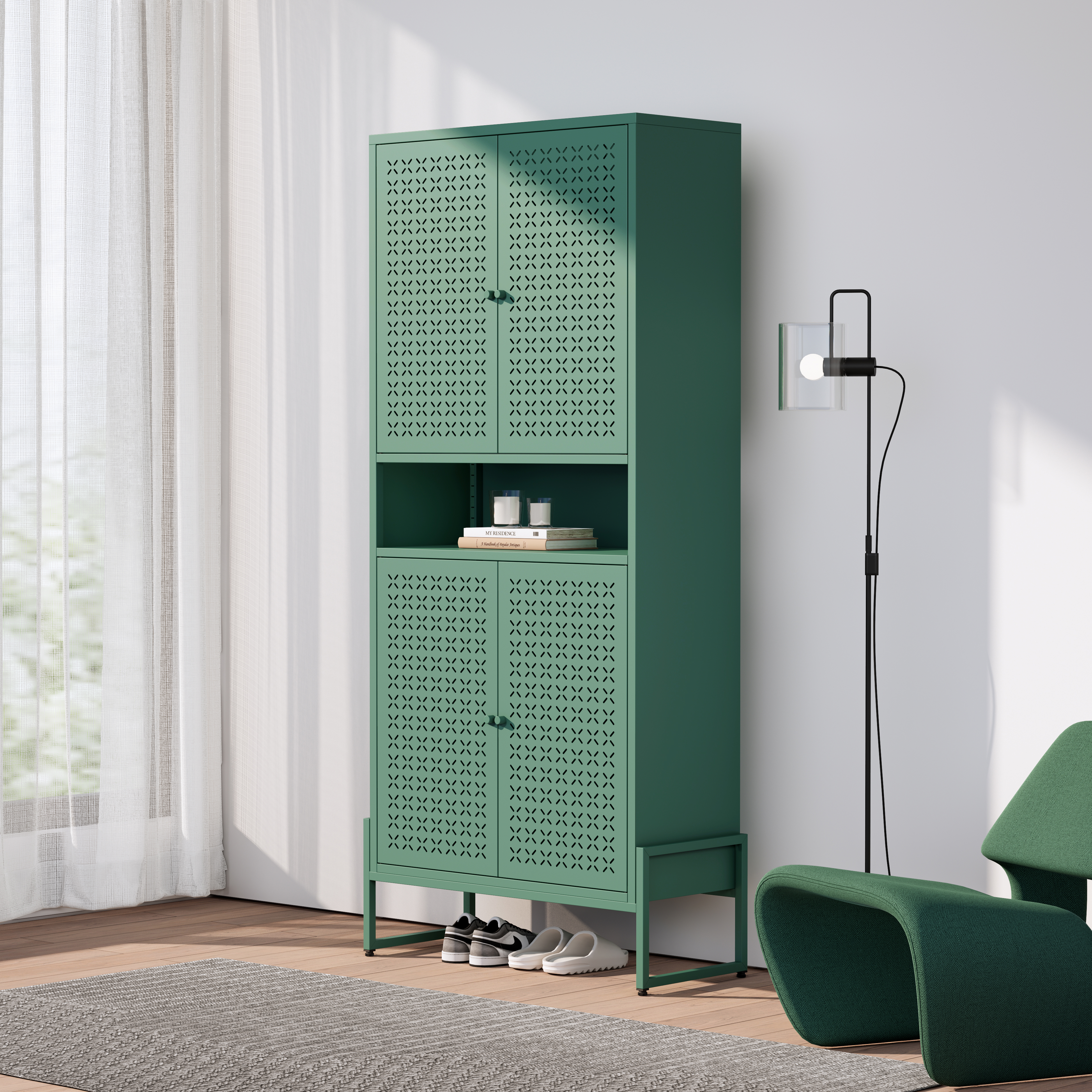Tall 4-door Steel Shoe Cabinet