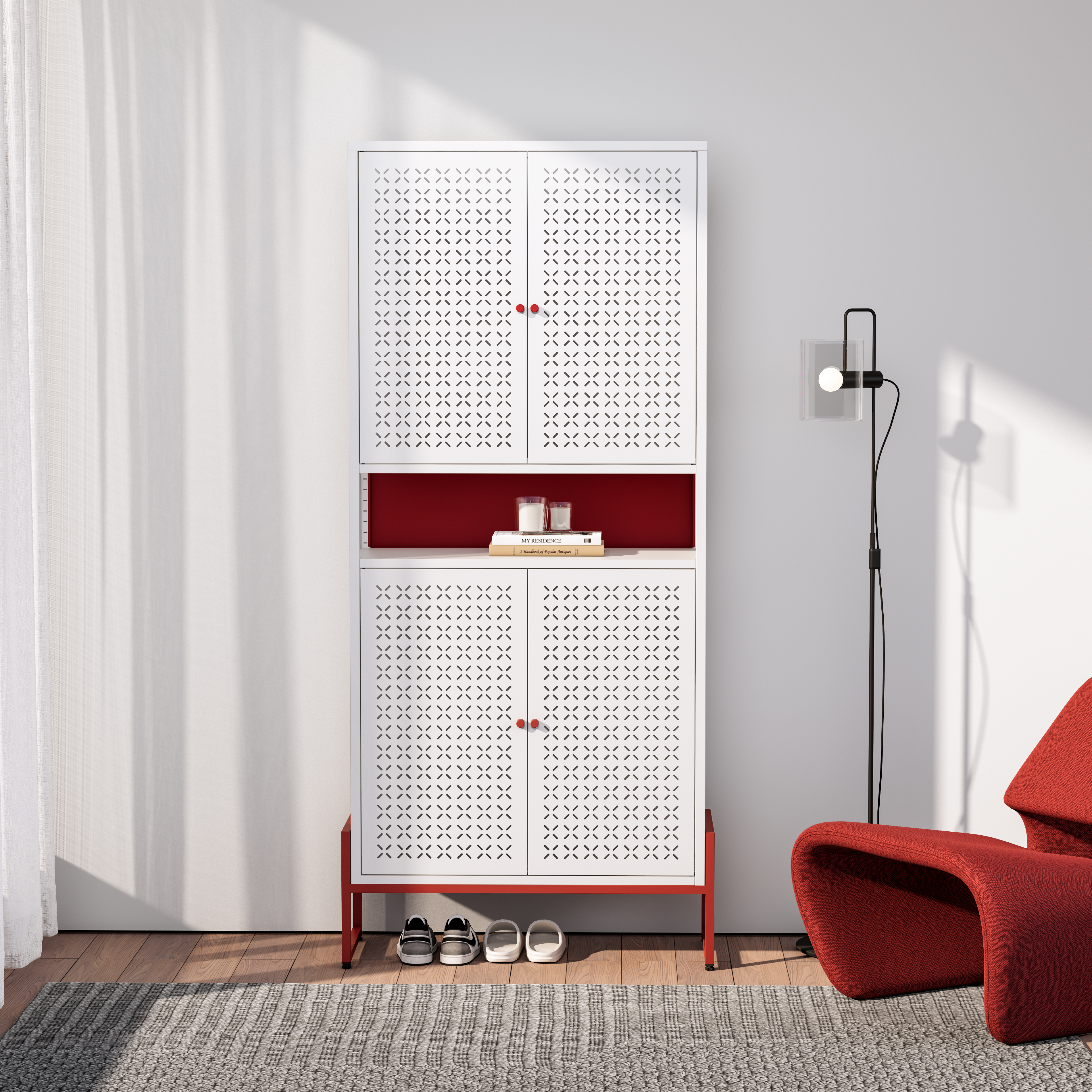Tall 4-door Steel Shoe Cabinet