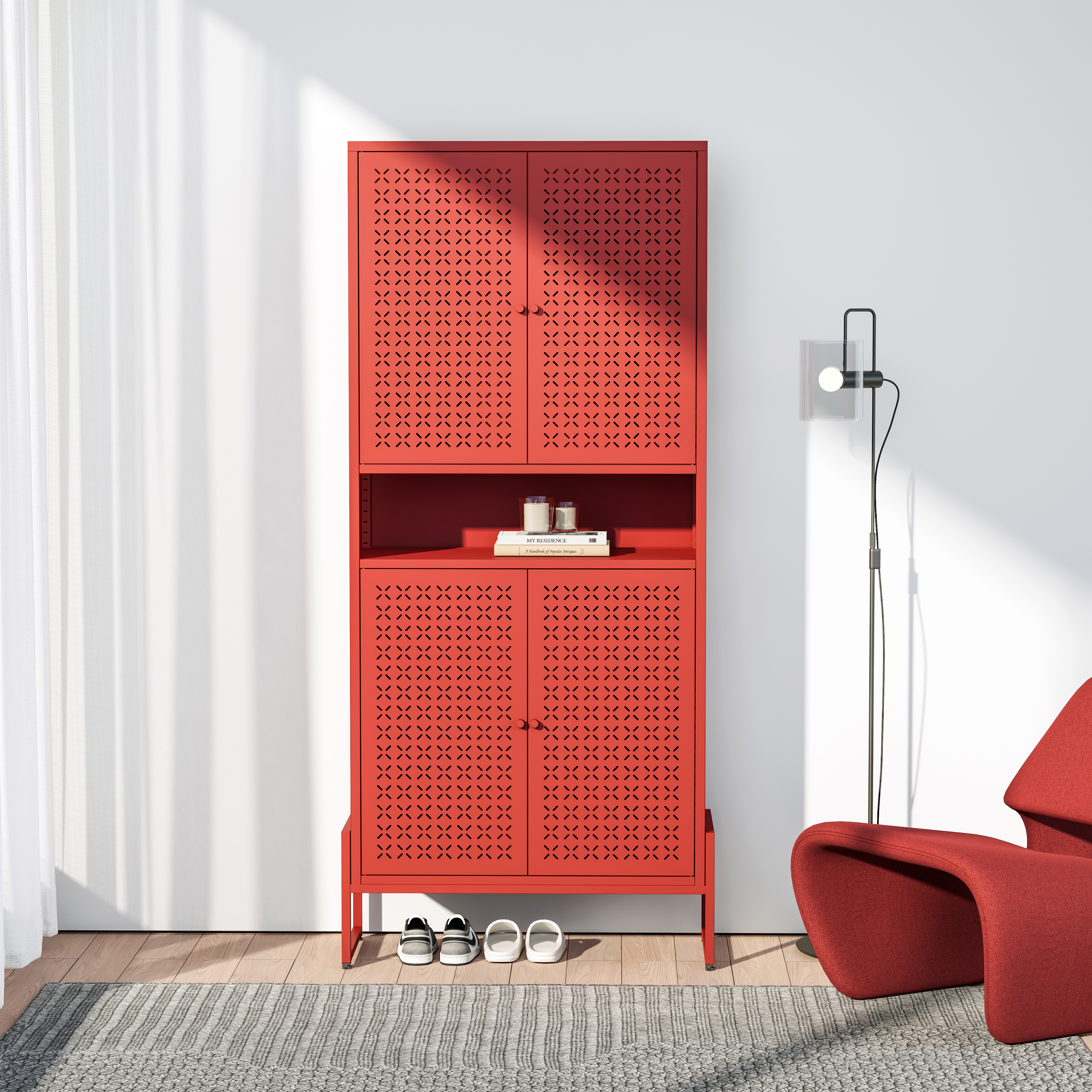 Tall 4-door Steel Shoe Cabinet