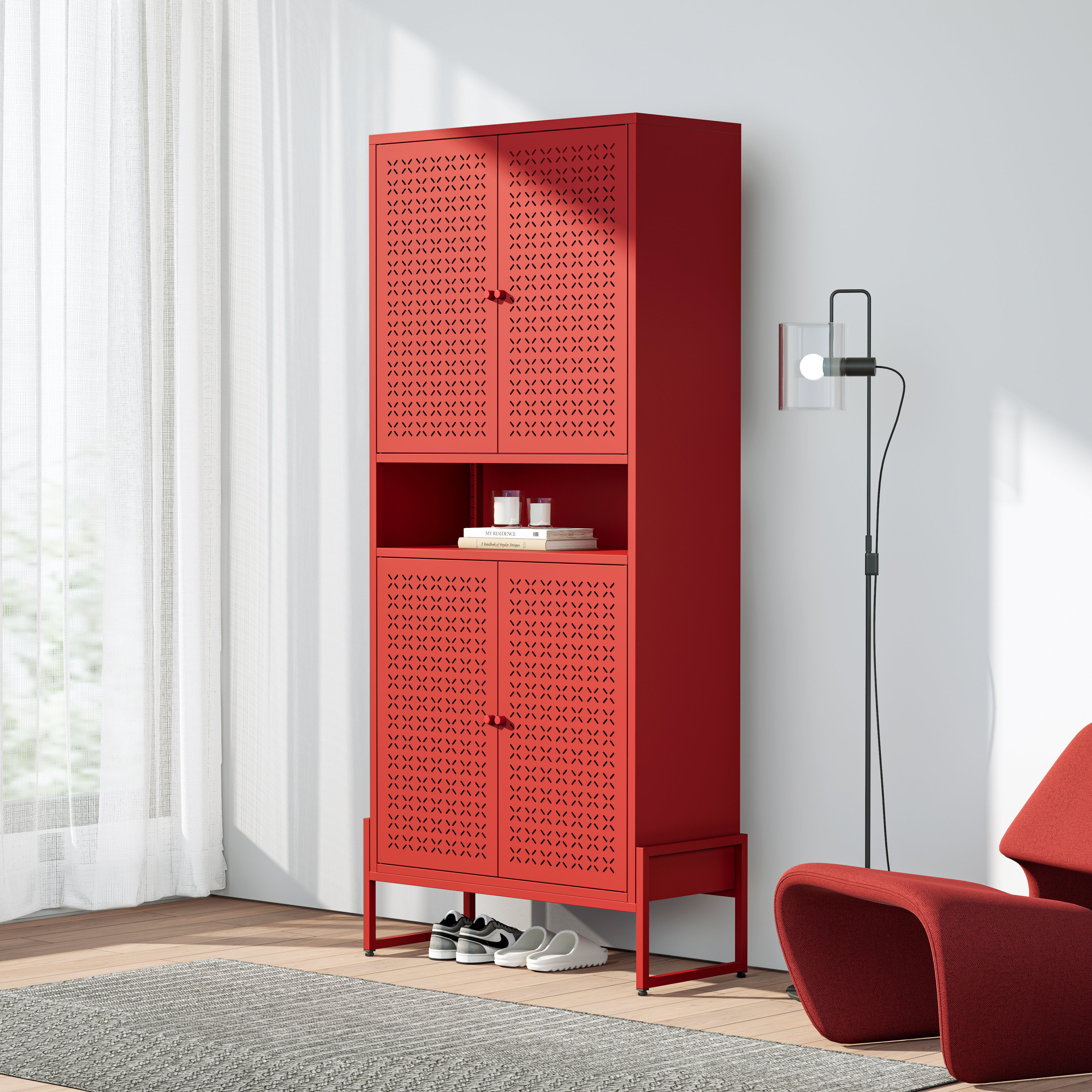 Tall 4-door Steel Shoe Cabinet