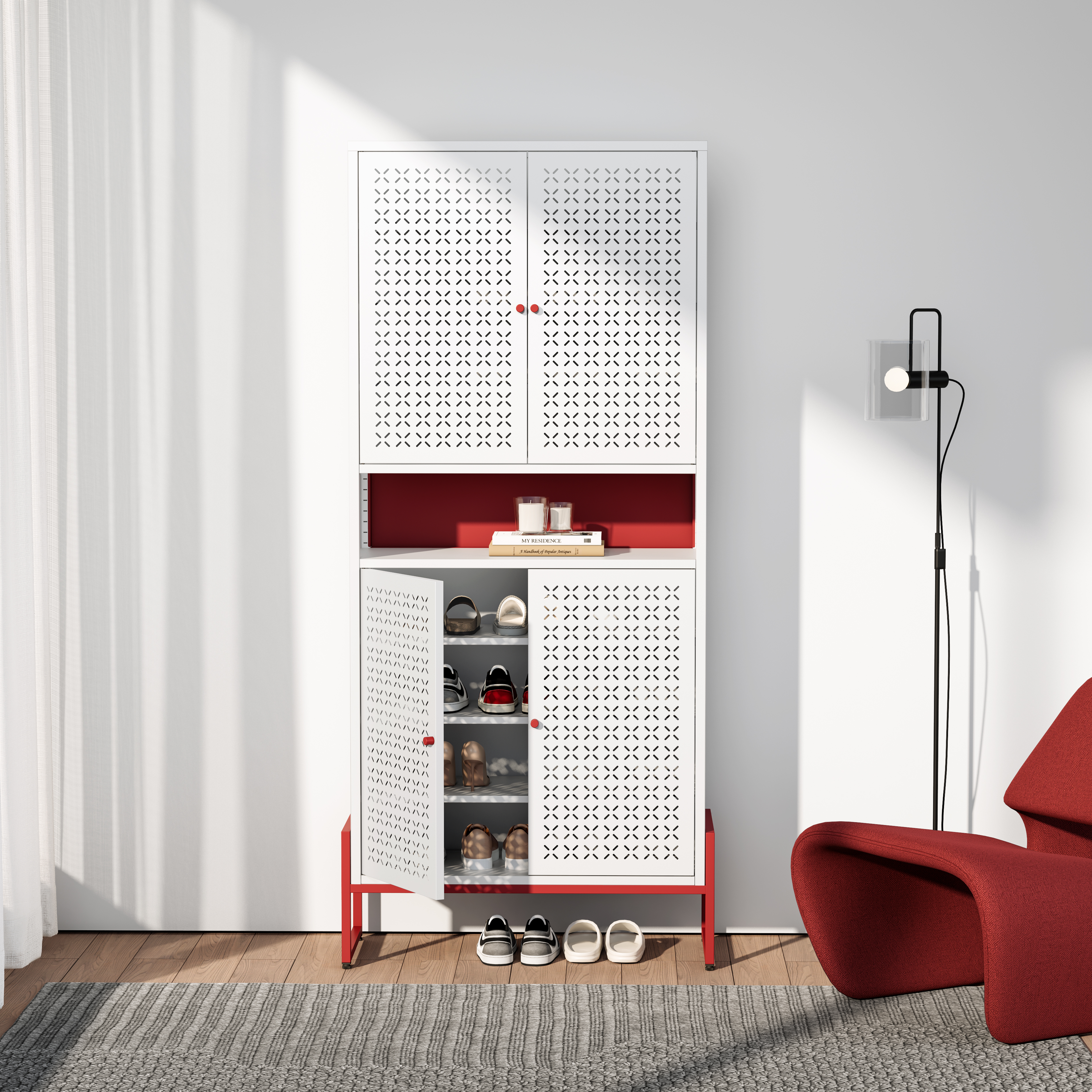 Tall 4-door Steel Shoe Cabinet