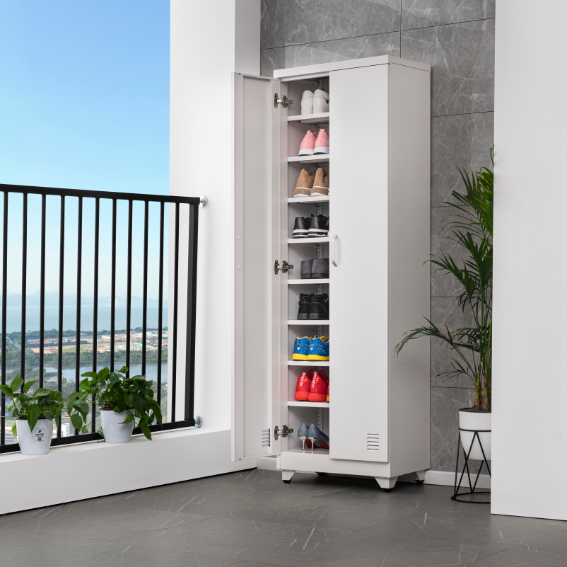 White Steel Floor-Standing Multi-Door Shoe Cabinet  Series（Price On Request）