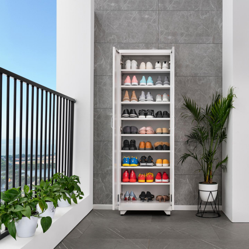 White Steel Floor-Standing Multi-Door Shoe Cabinet  Series（Price On Request）