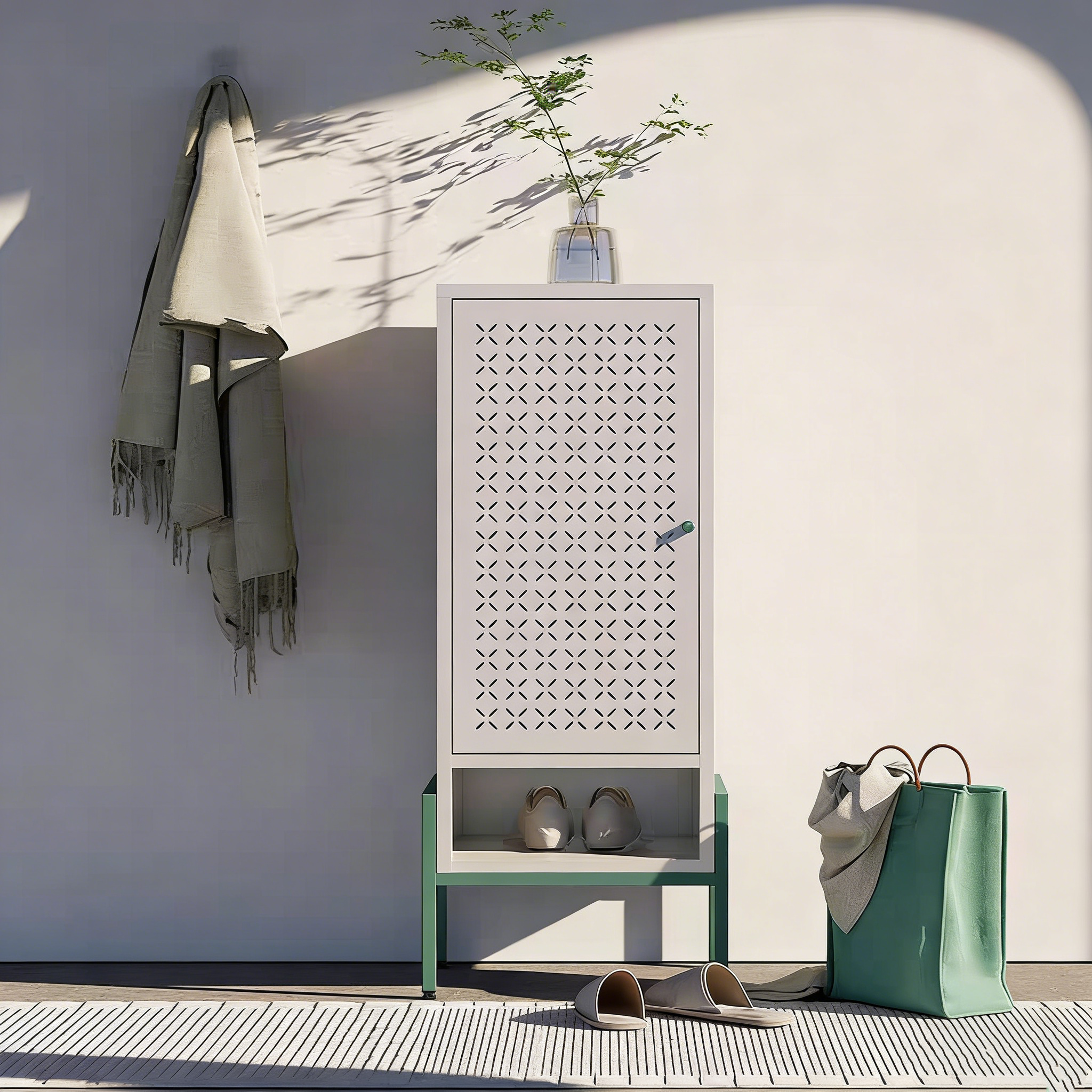 Single-door steel shoe cabinet