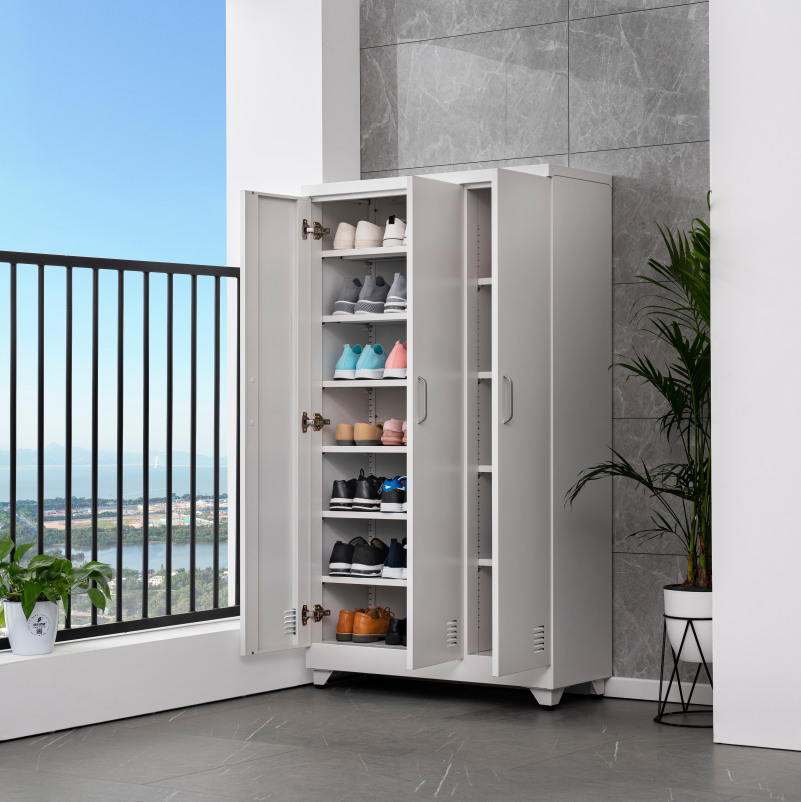 White Steel Floor-Standing Multi-Door Shoe Cabinet  Series（Price On Request）