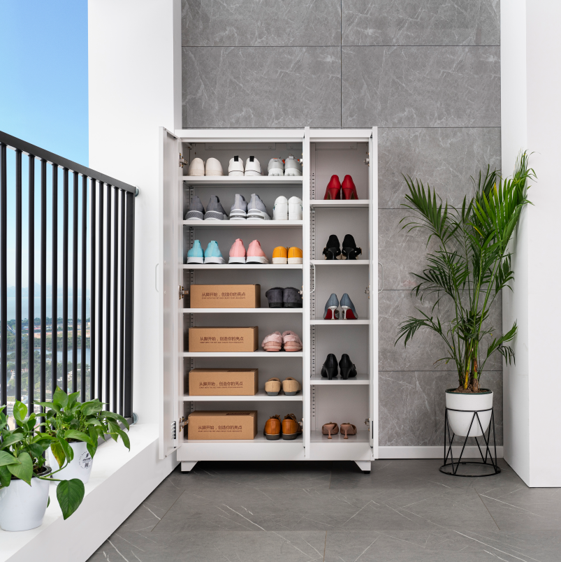 White Steel Floor-Standing Multi-Door Shoe Cabinet  Series（Price On Request）