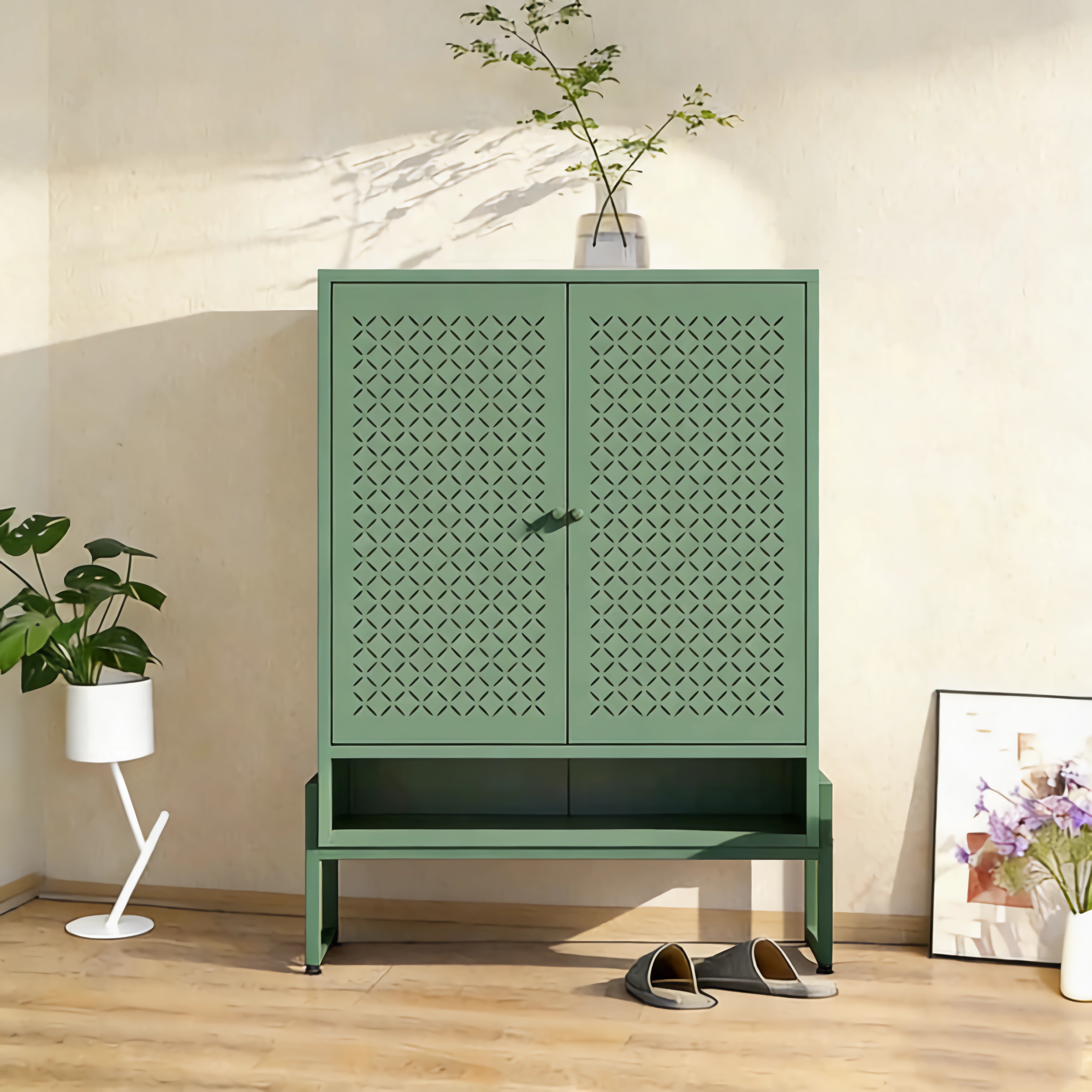 Double-door steel shoe cabinet