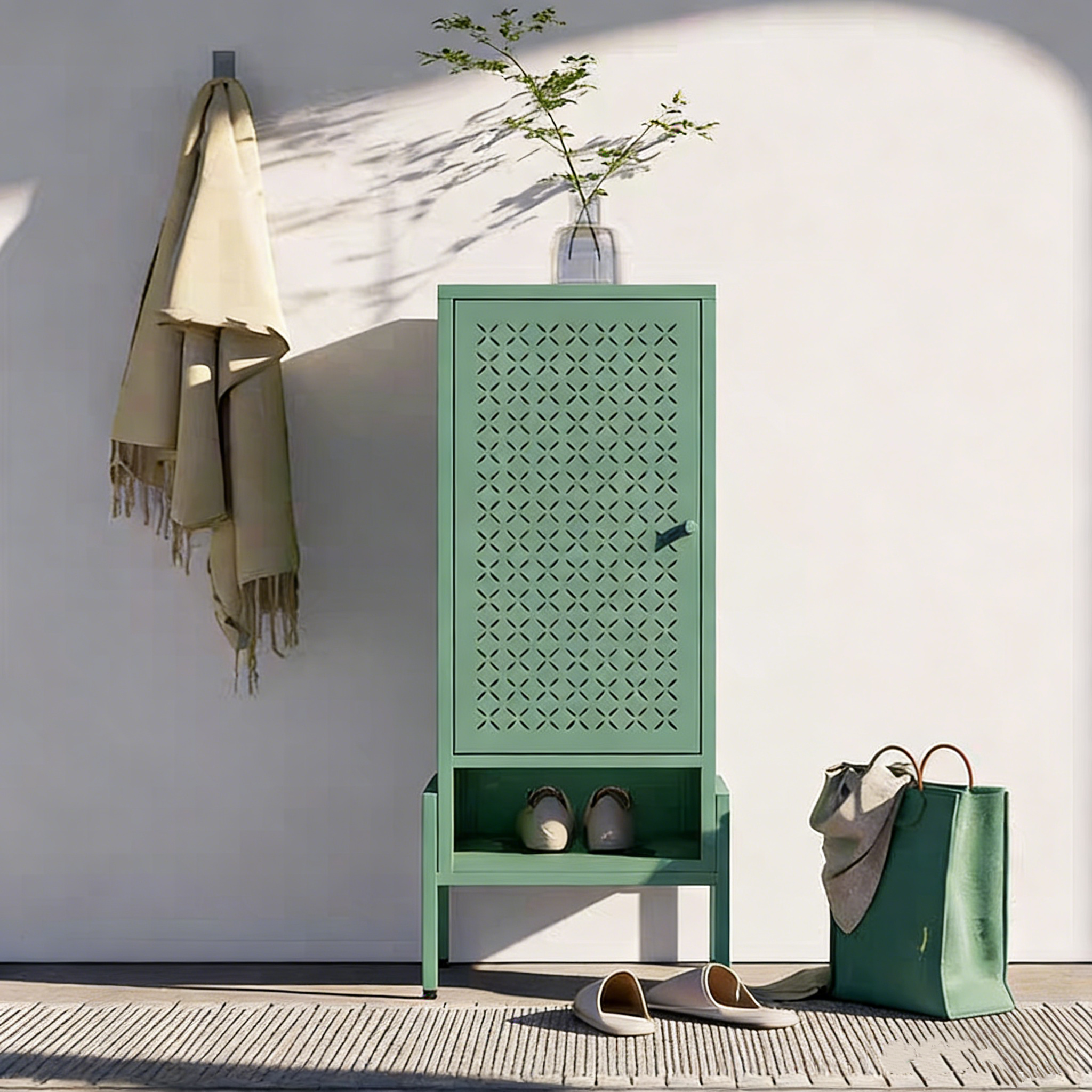 Single-door steel shoe cabinet