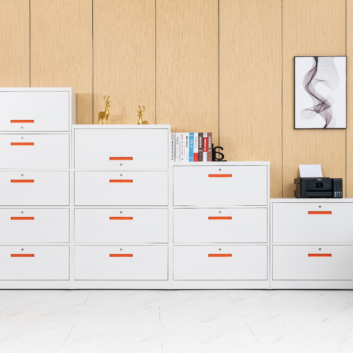 Modern Stepped Flip-Top Steel Office Filing Cabinet（Price On Request）