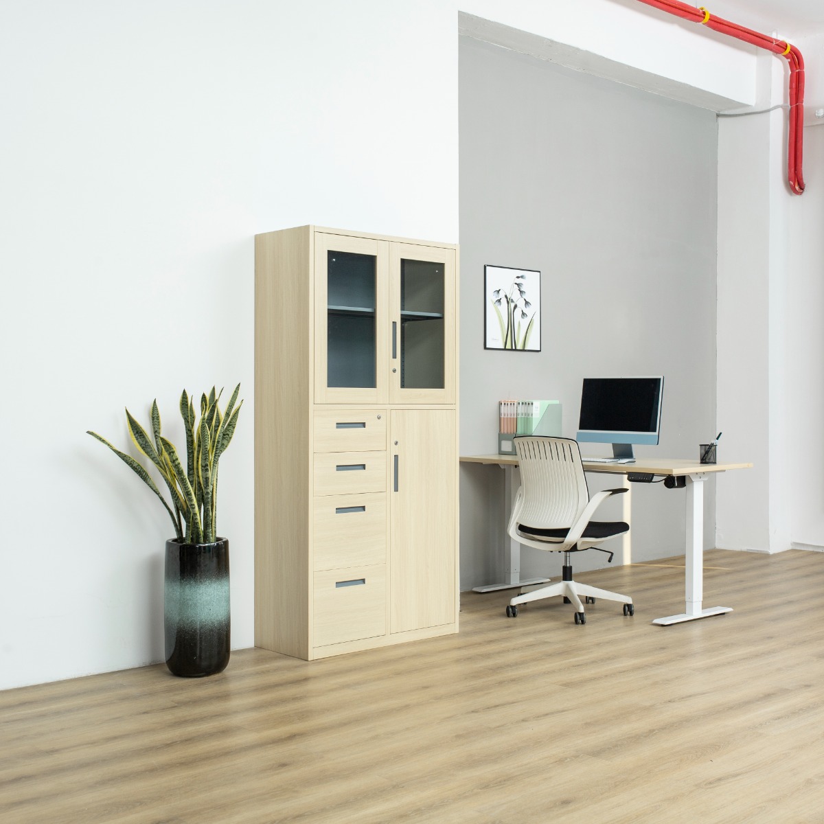Natural Wood-Finish Transfer-Printed Steel Cabinet Series — File Cabinets（Price On Request）