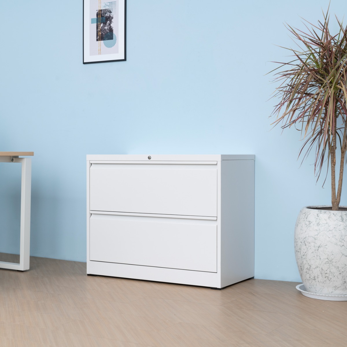 Minimalist White Steel Gooseneck Drawer Filing Cabinet（Price On Request）