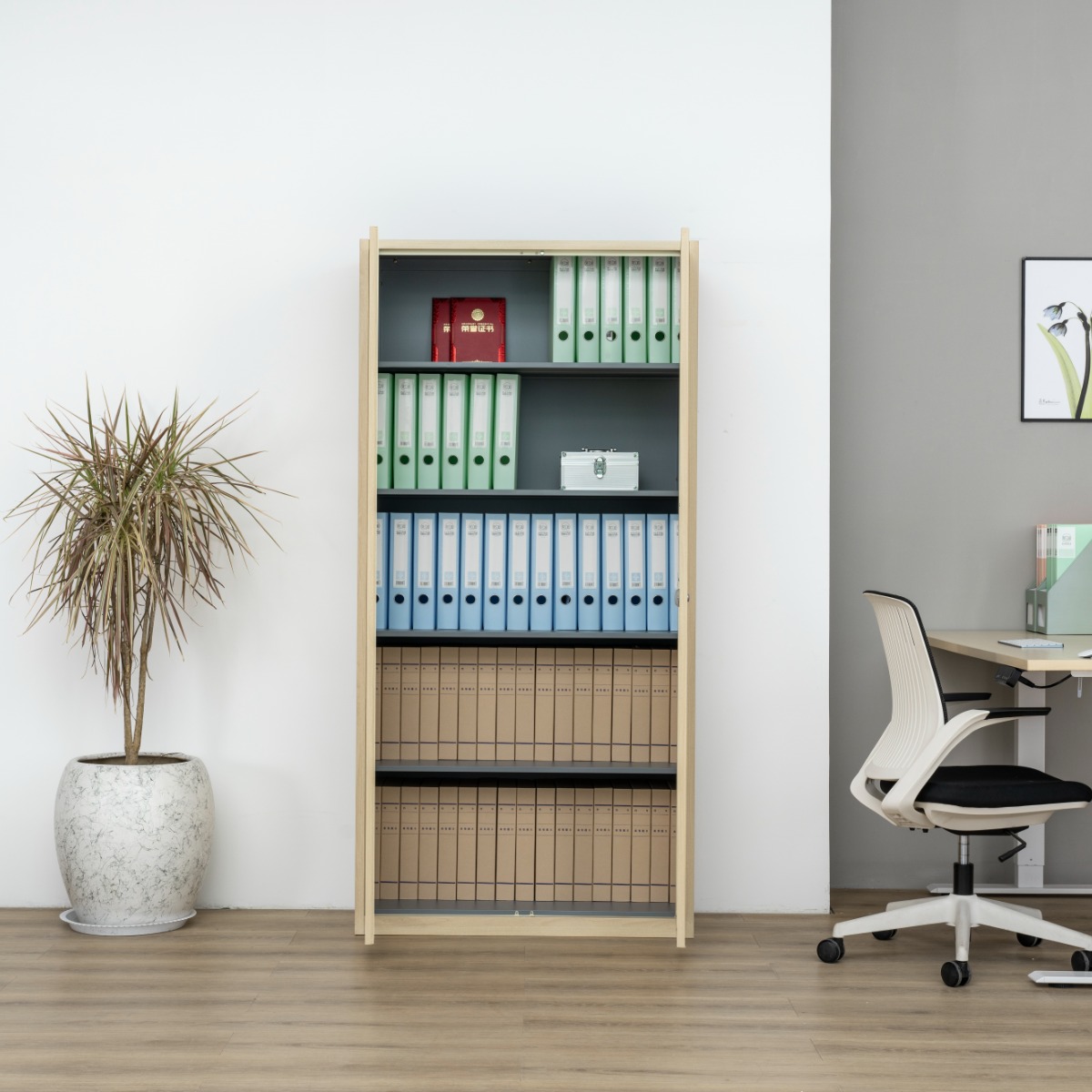 Natural Wood-Finish Transfer-Printed Steel Cabinet Series — File Cabinets（Price On Request）