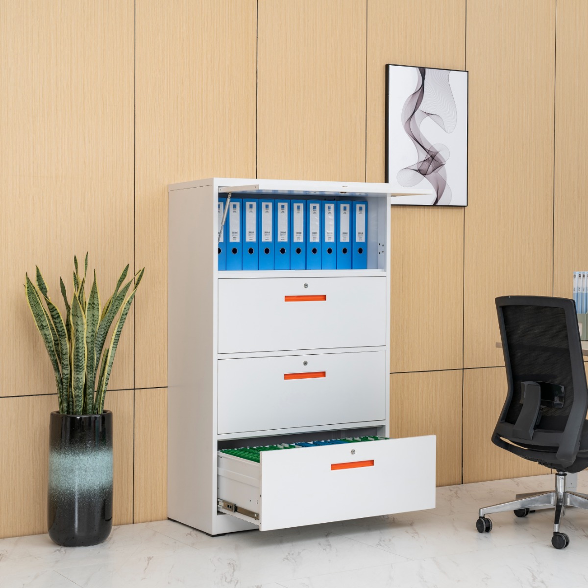 Modern Stepped Flip-Top Steel Office Filing Cabinet（Price On Request）