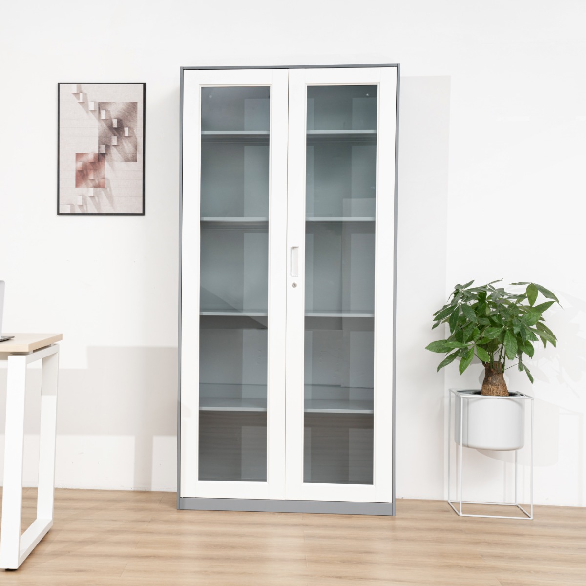 Grey-White Steel Office Filing Cabinet Series