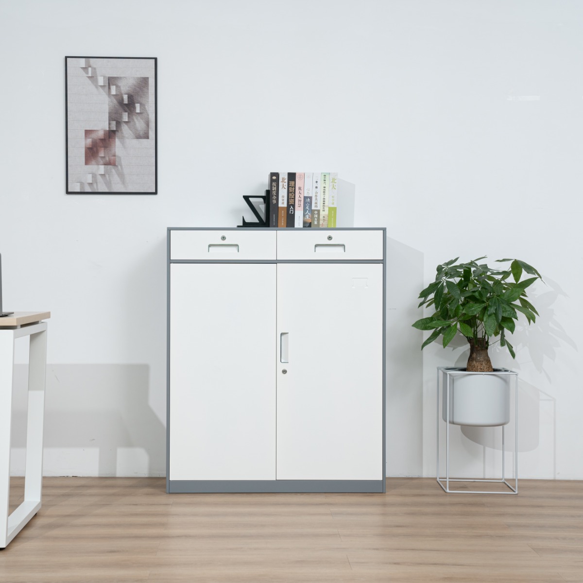 Grey-White Steel Office Filing Cabinet Series