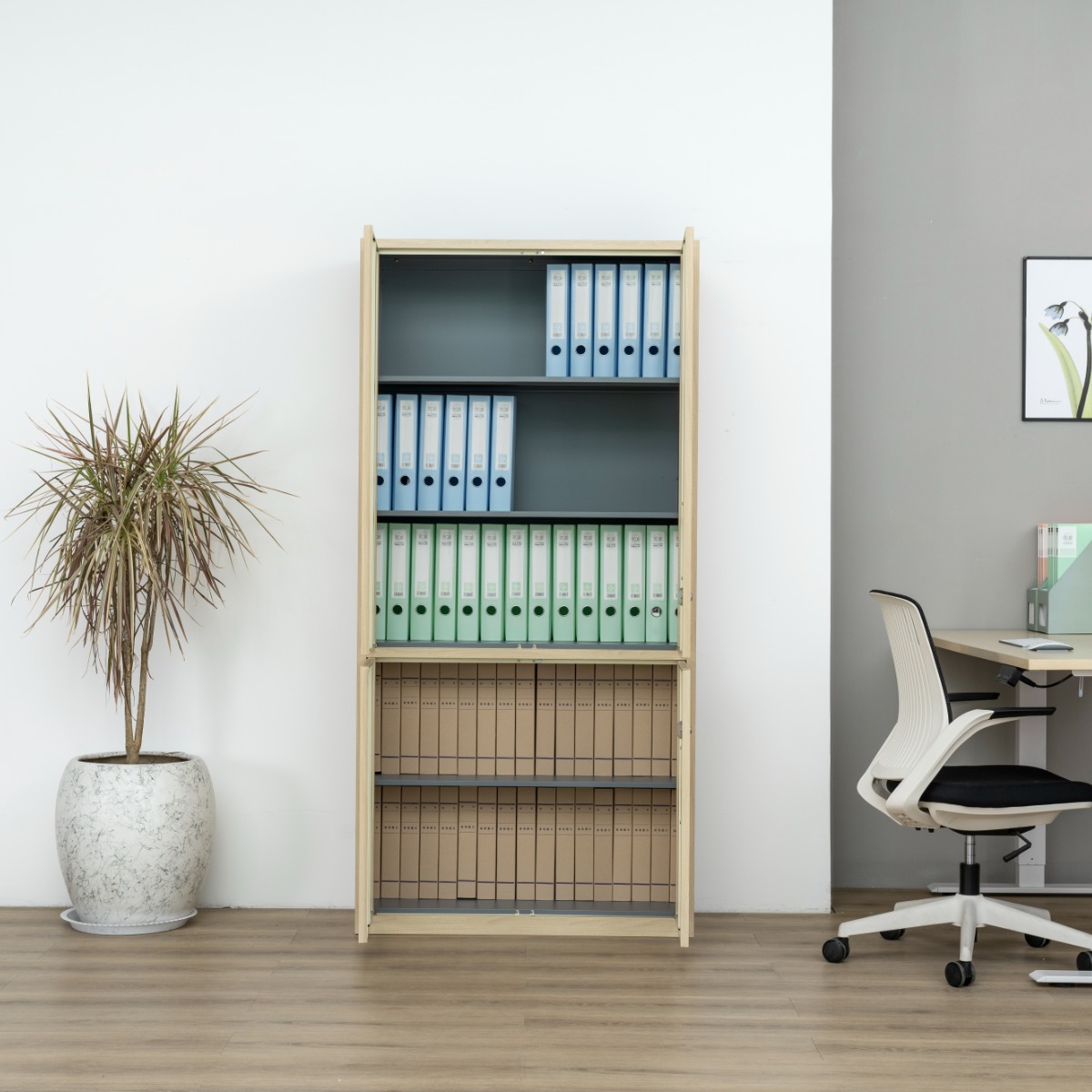 Natural Wood-Finish Transfer-Printed Steel Cabinet Series — File Cabinets（Price On Request）