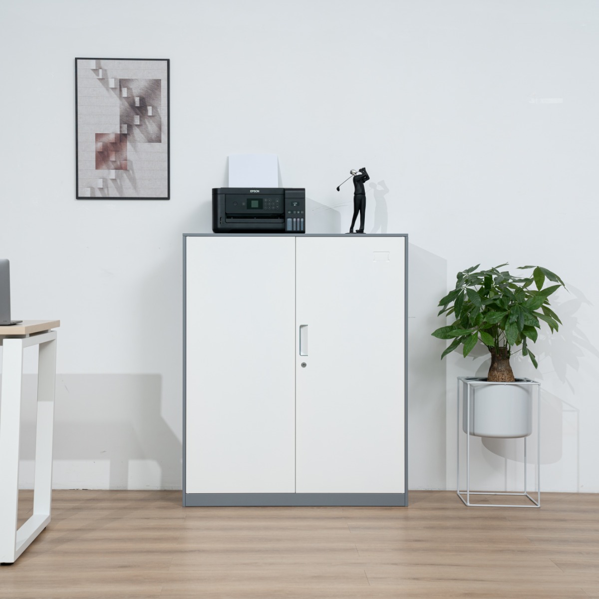 Grey-White Steel Office Filing Cabinet Series