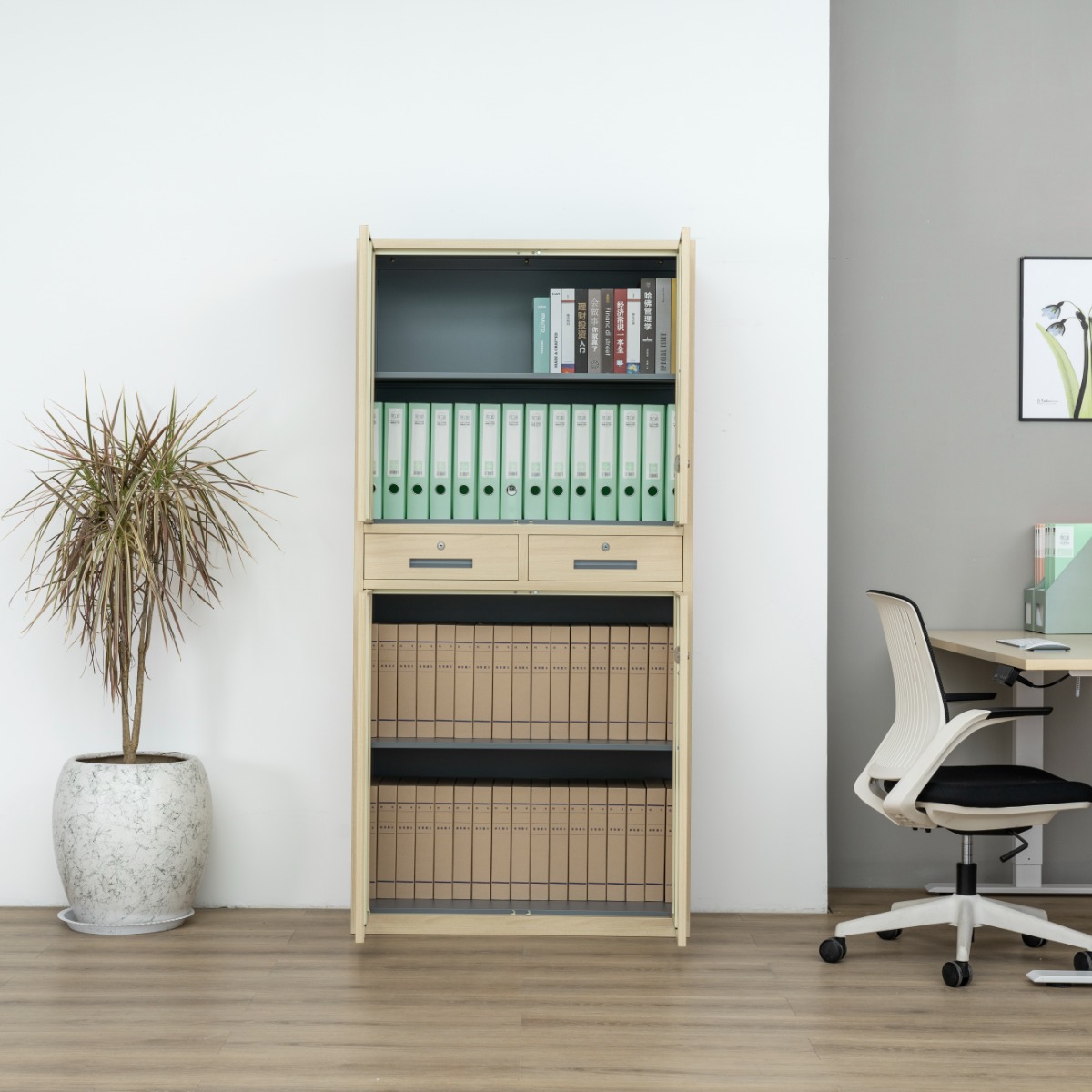 Natural Wood-Finish Transfer-Printed Steel Cabinet Series — File Cabinets（Price On Request）