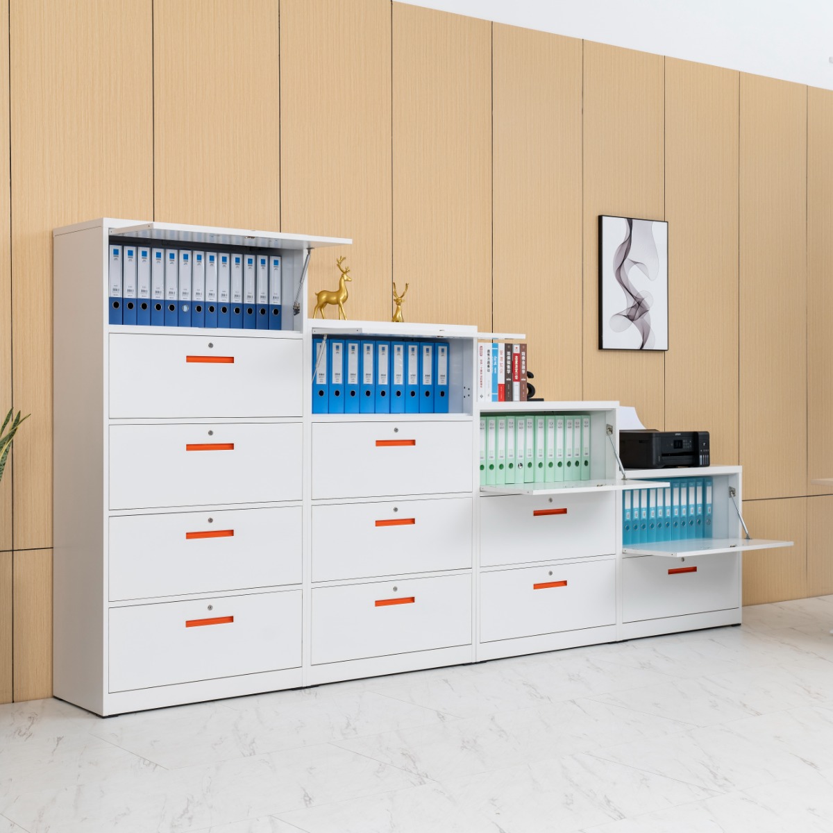 Modern Stepped Flip-Top Steel Office Filing Cabinet（Price On Request）