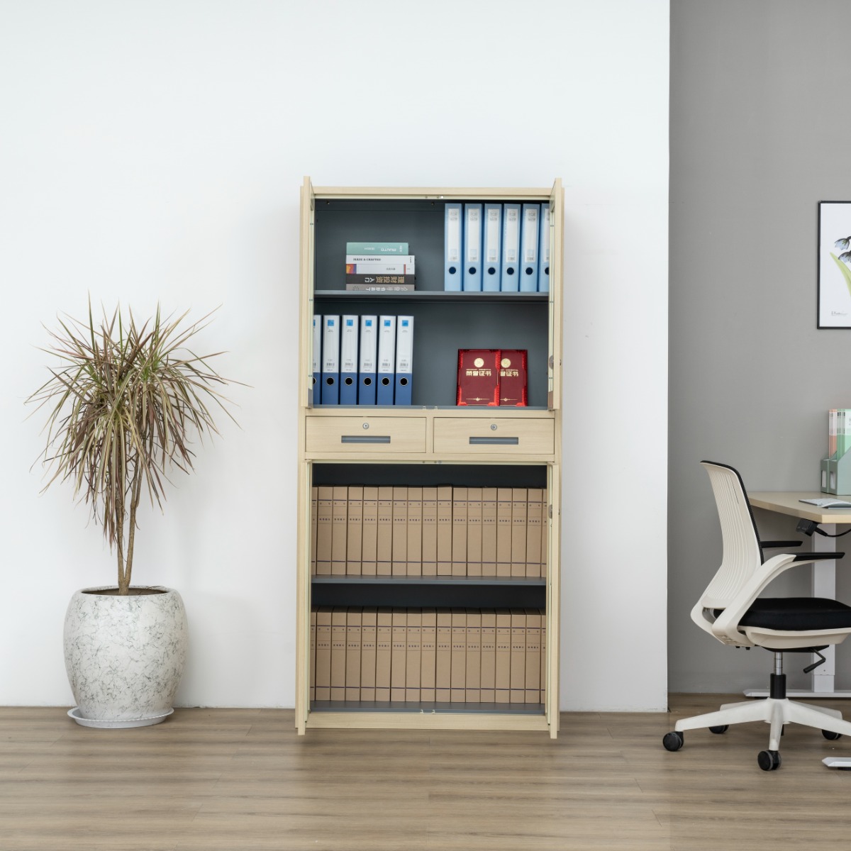 Natural Wood-Finish Transfer-Printed Steel Cabinet Series — File Cabinets（Price On Request）