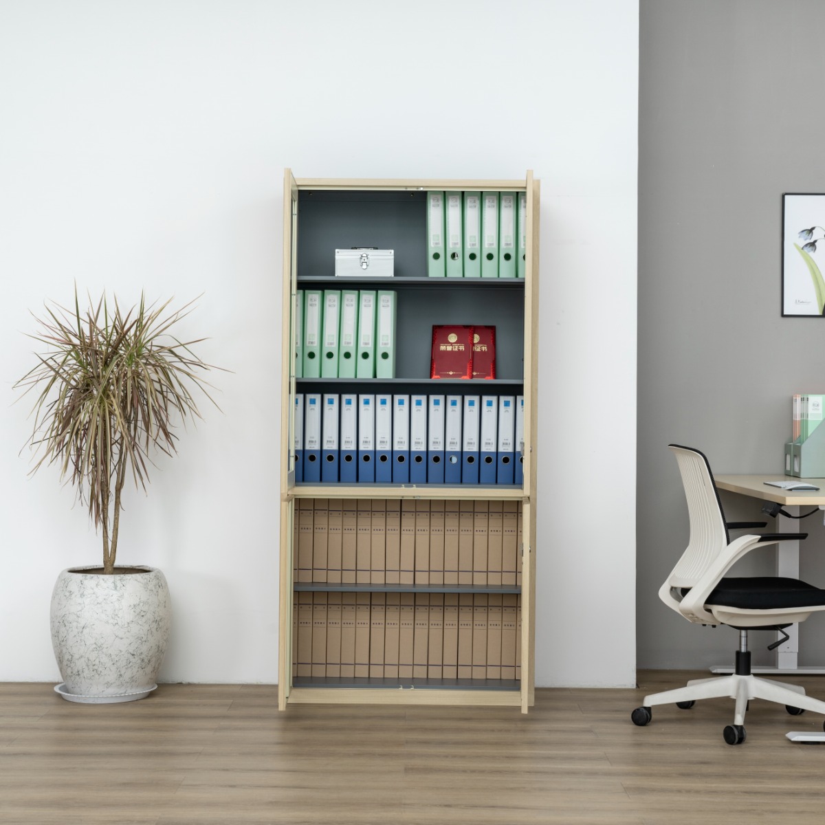 Natural Wood-Finish Transfer-Printed Steel Cabinet Series — File Cabinets（Price On Request）