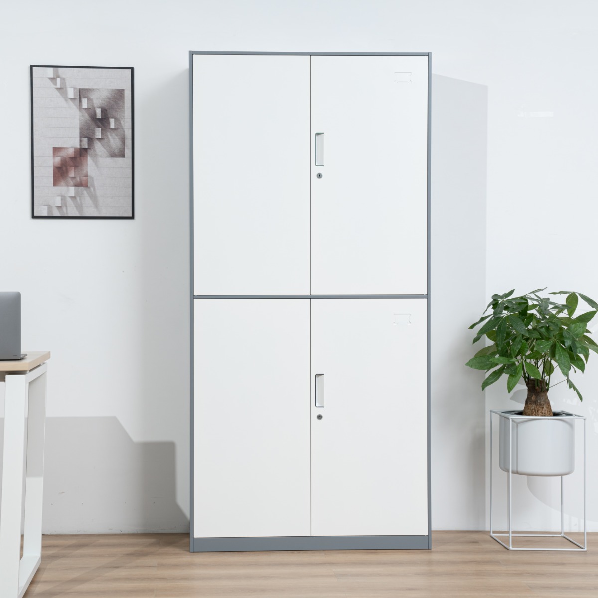 Grey-White Steel Office Filing Cabinet Series