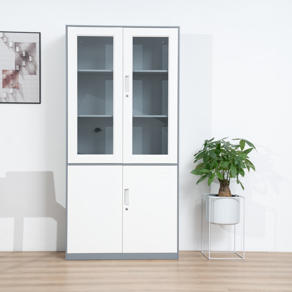 Grey-White Steel Office Filing Cabinet Series